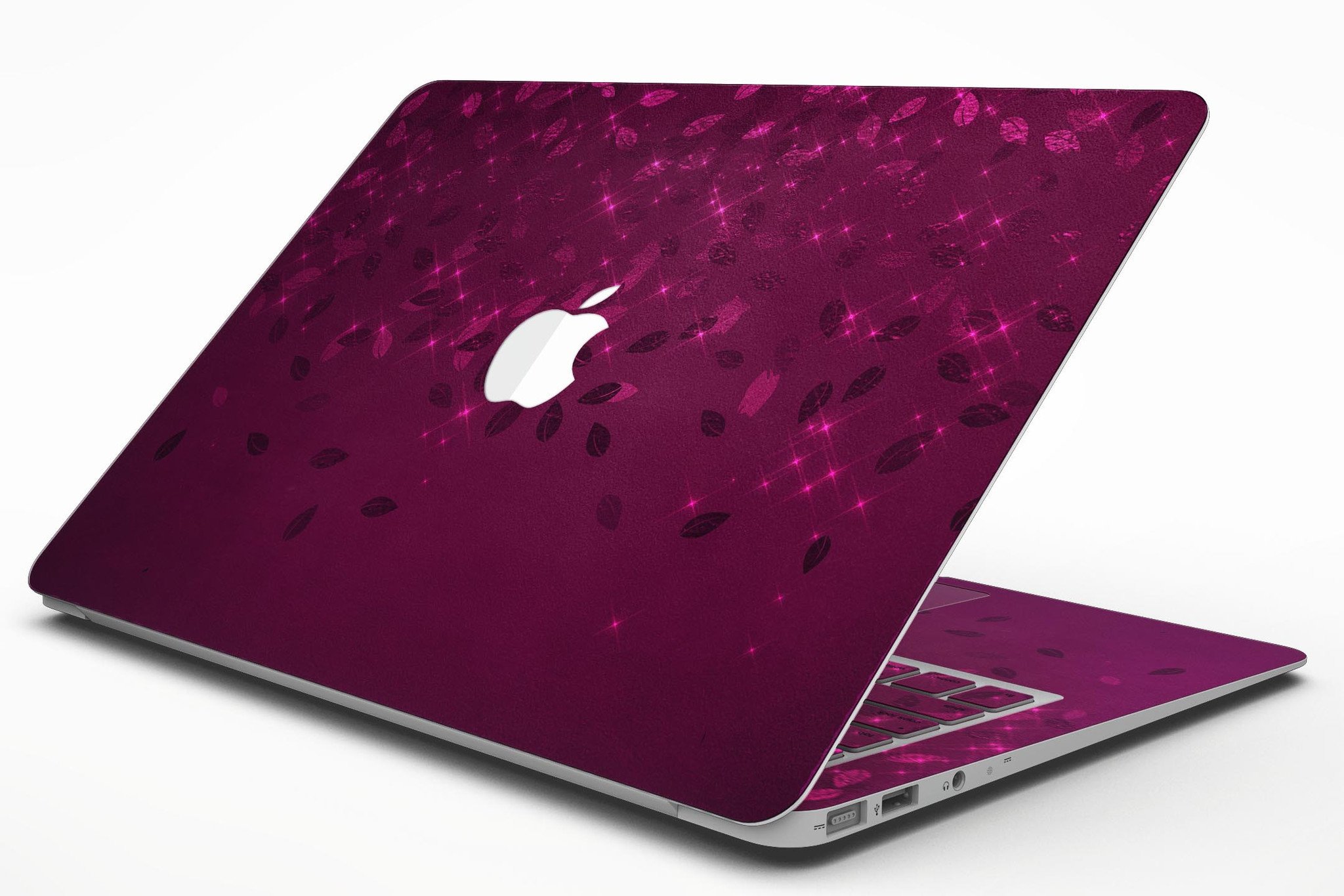 Faded Falling Leaves of Burgundy MacBook Air skin kit showcasing a beautiful leaf design on a sleek laptop surface.