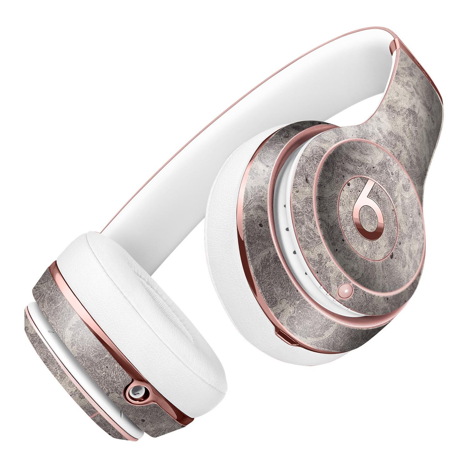 Faded Gray Cauliflower Damask Pattern Skin Kit for Beats by Dre Solo 3 Wireless Headphones, showcasing a stylish design and premium vinyl material.