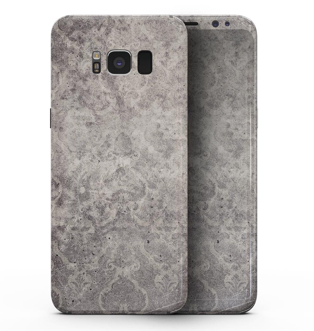 Faded Gray Cauliflower Damask Pattern skin for Samsung Galaxy S8, showcasing a stylish design that protects the device.