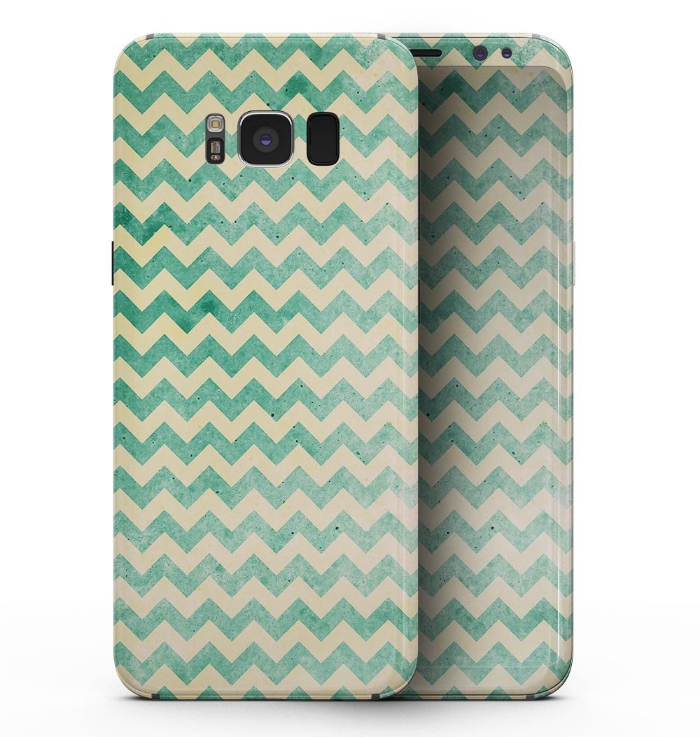 Faded Green Chevron Pattern skin for Samsung Galaxy S8, showcasing a stylish design that protects the device.