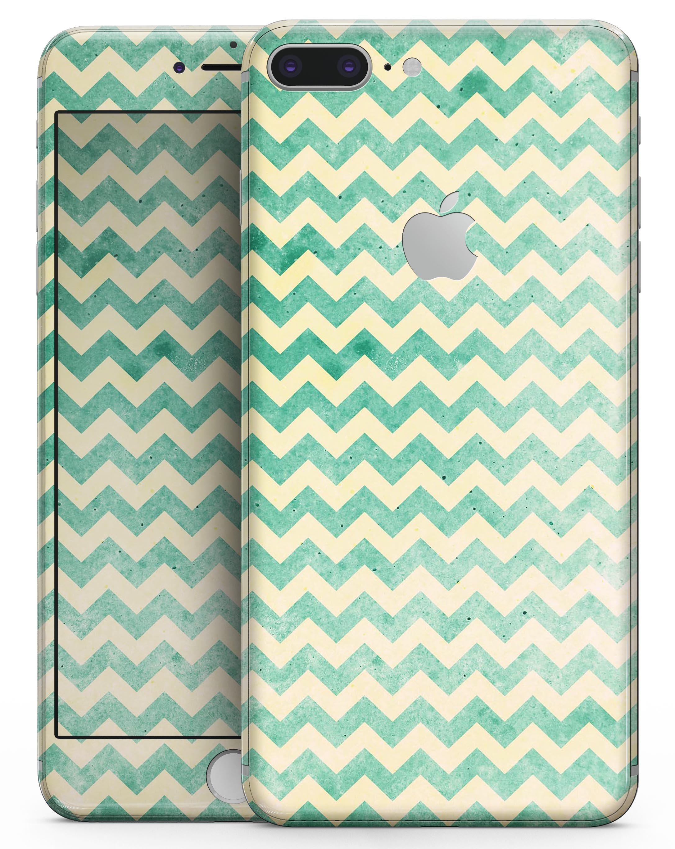 Faded Green Chevron Pattern Skin-Kit for iPhone 8 and 8 Plus, showcasing a stylish design with a smooth finish.