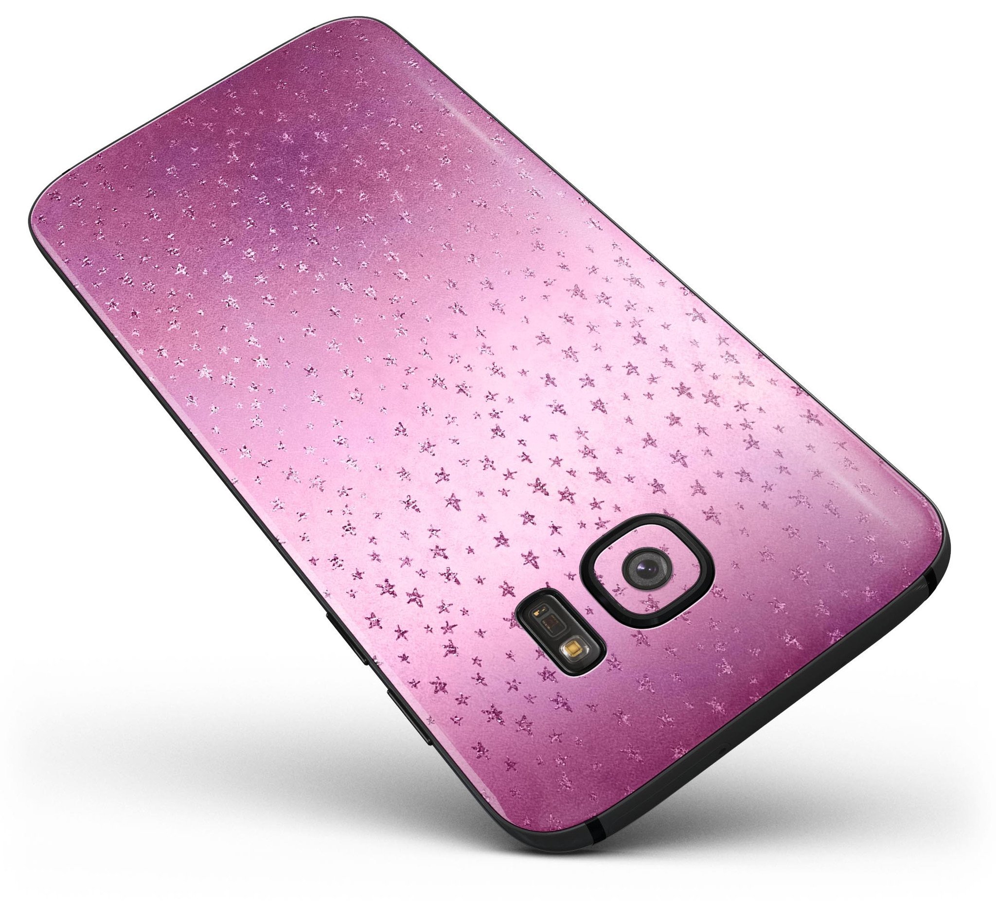 Faded Micro Pink Stars skin kit for Samsung Galaxy S7, showcasing vibrant pink star patterns on a sleek vinyl surface.