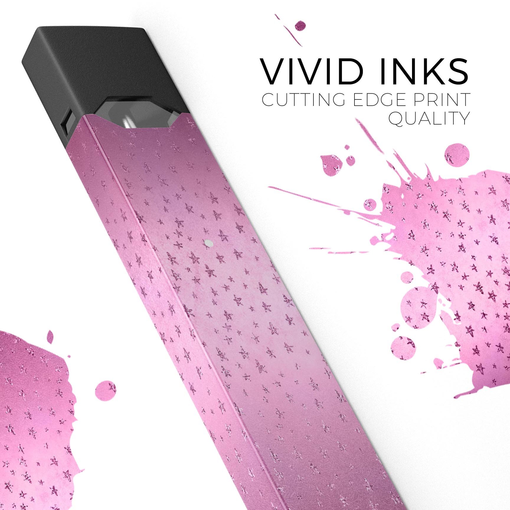 Faded Micro Pink Stars decal skin wrap for JUUL vaping device, showcasing a stylish design with pink stars on a premium vinyl material.
