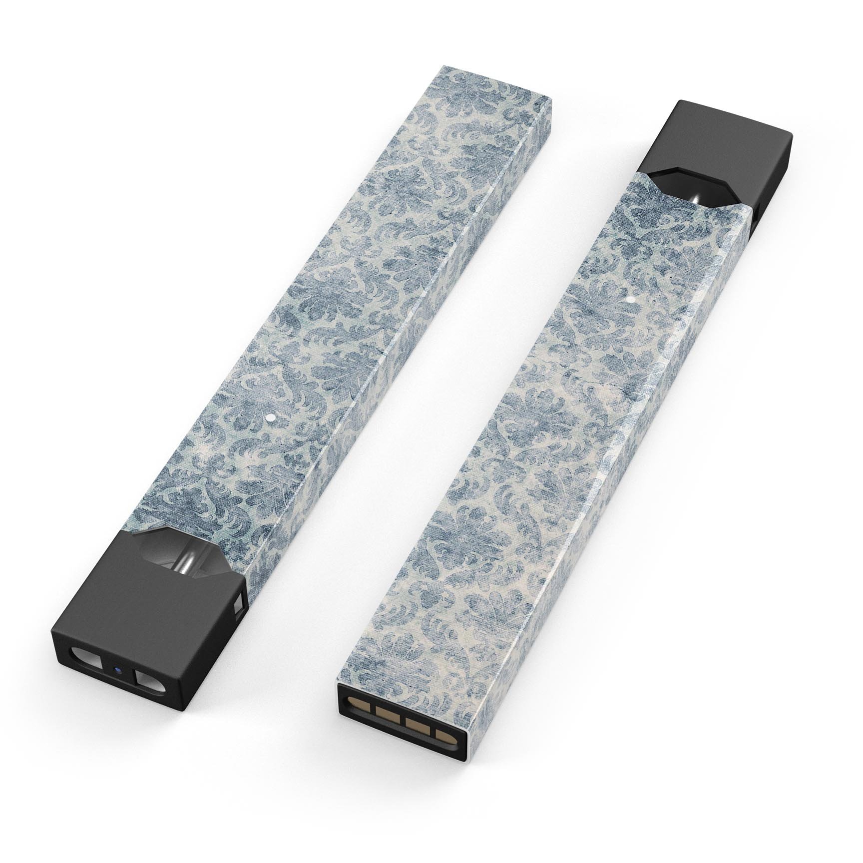 Faded Navy Floral Damask Pattern skin-wrap for JUUL device, showcasing intricate floral design and premium quality.