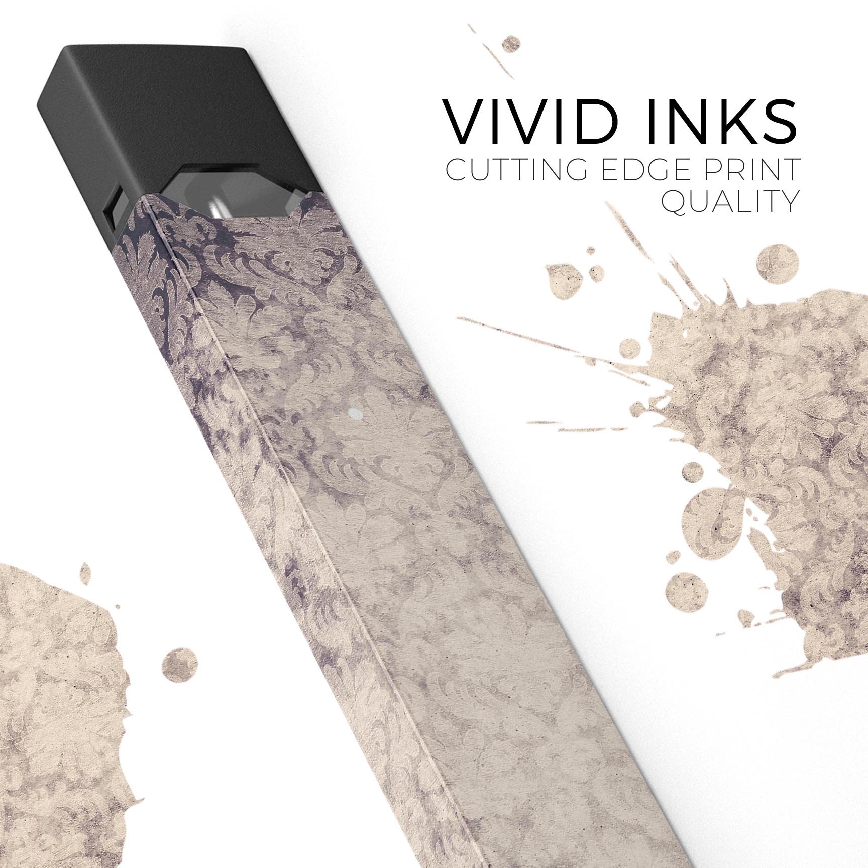 Faded Purple Damask Pattern skin-wrap for JUUL vaping device, showcasing intricate design and premium quality.