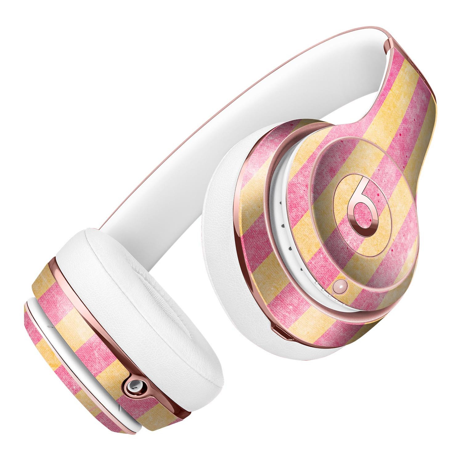Faded Red and Mustard Vertical Stripes Skin Kit for Beats by Dre Solo 3 Wireless Headphones, showcasing vibrant colors and precise cut.