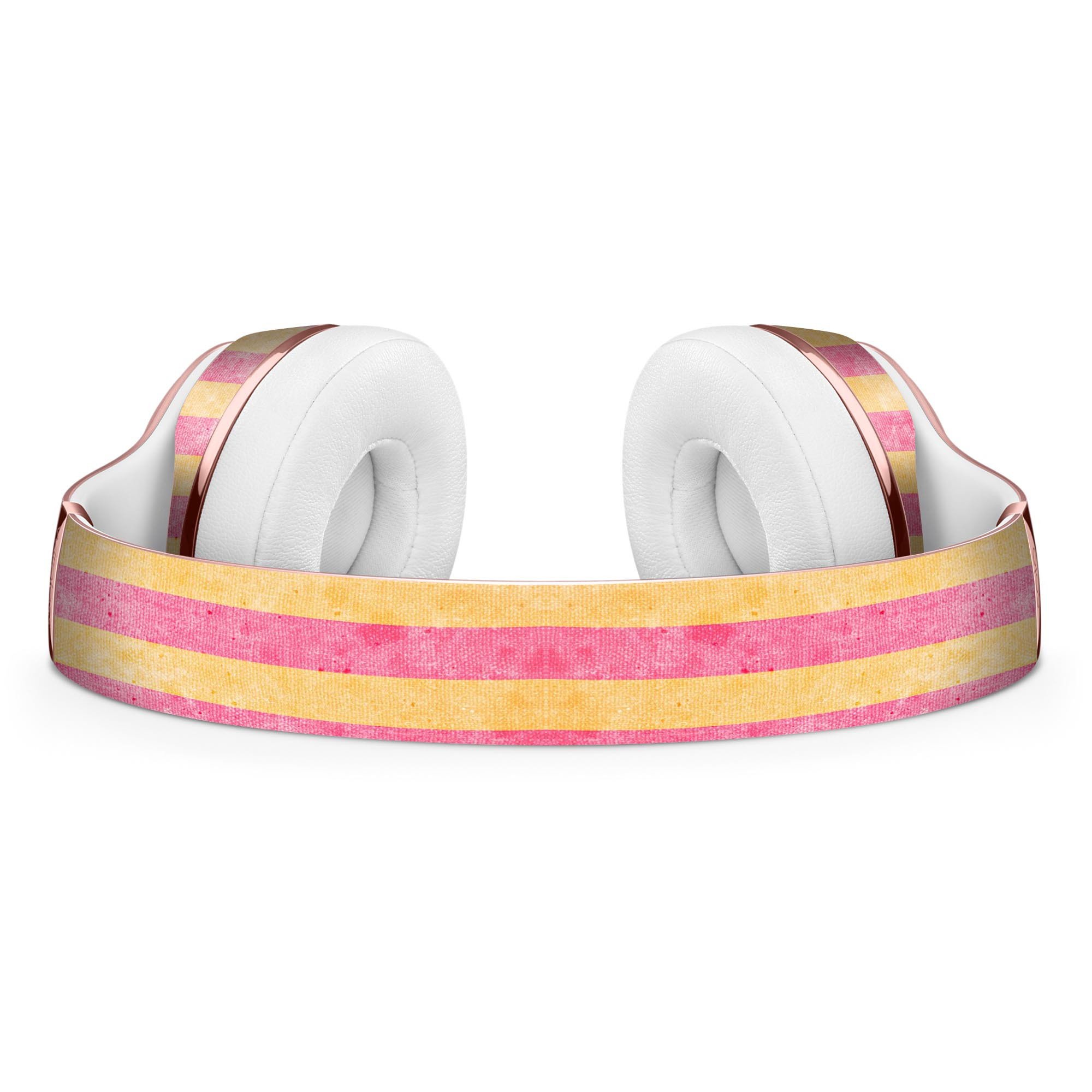 Faded Red and Mustard Vertical Stripes Skin Kit for Beats by Dre Solo 3 Wireless Headphones, showcasing vibrant colors and precise cut.