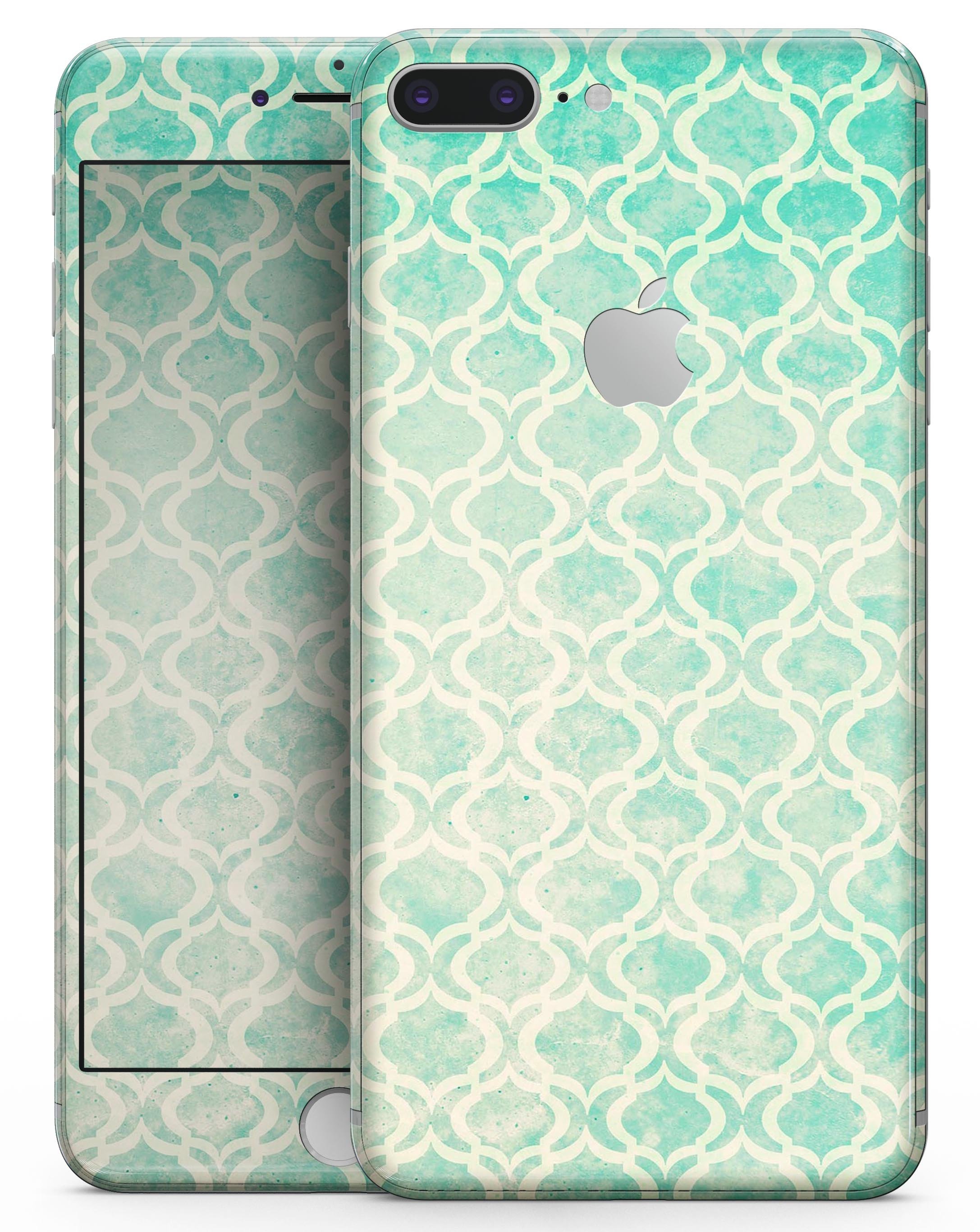 Faded Teal Oval Pattern skin for iPhone 8 and 8 Plus, showcasing a stylish design with a smooth finish.