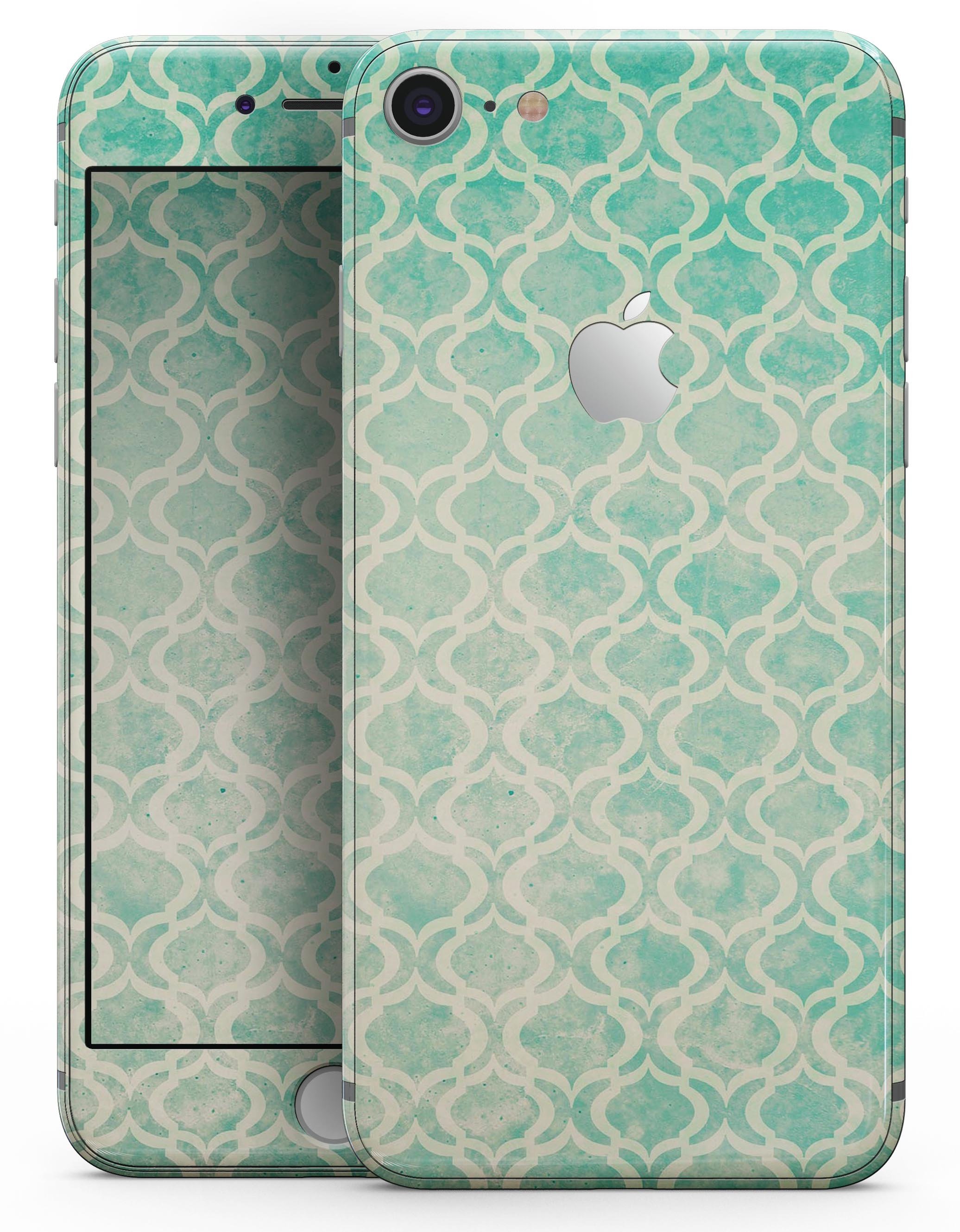 Faded Teal Oval Pattern skin for iPhone 8 and 8 Plus, showcasing a stylish design with a smooth finish.