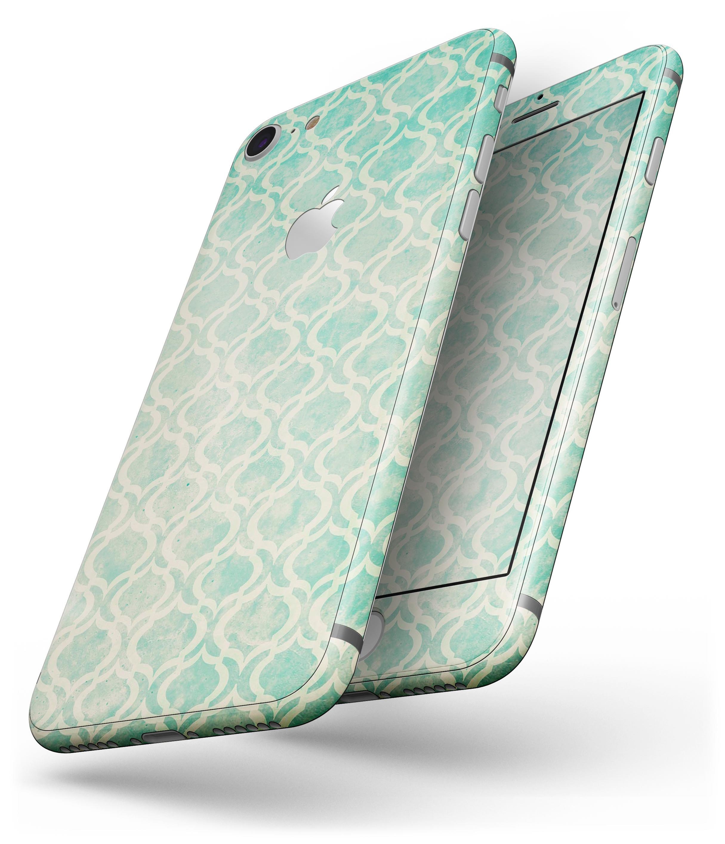 Faded Teal Oval Pattern skin for iPhone 8 and 8 Plus, showcasing a stylish design with a smooth finish.