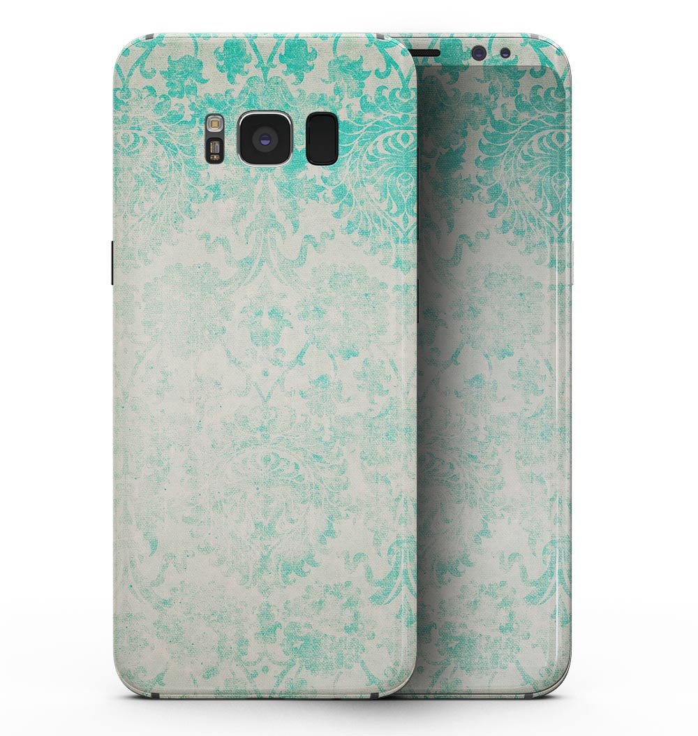 Faded Teal Pattern Full-Body Skin for Samsung Galaxy S8, showcasing a stylish design that protects the device.