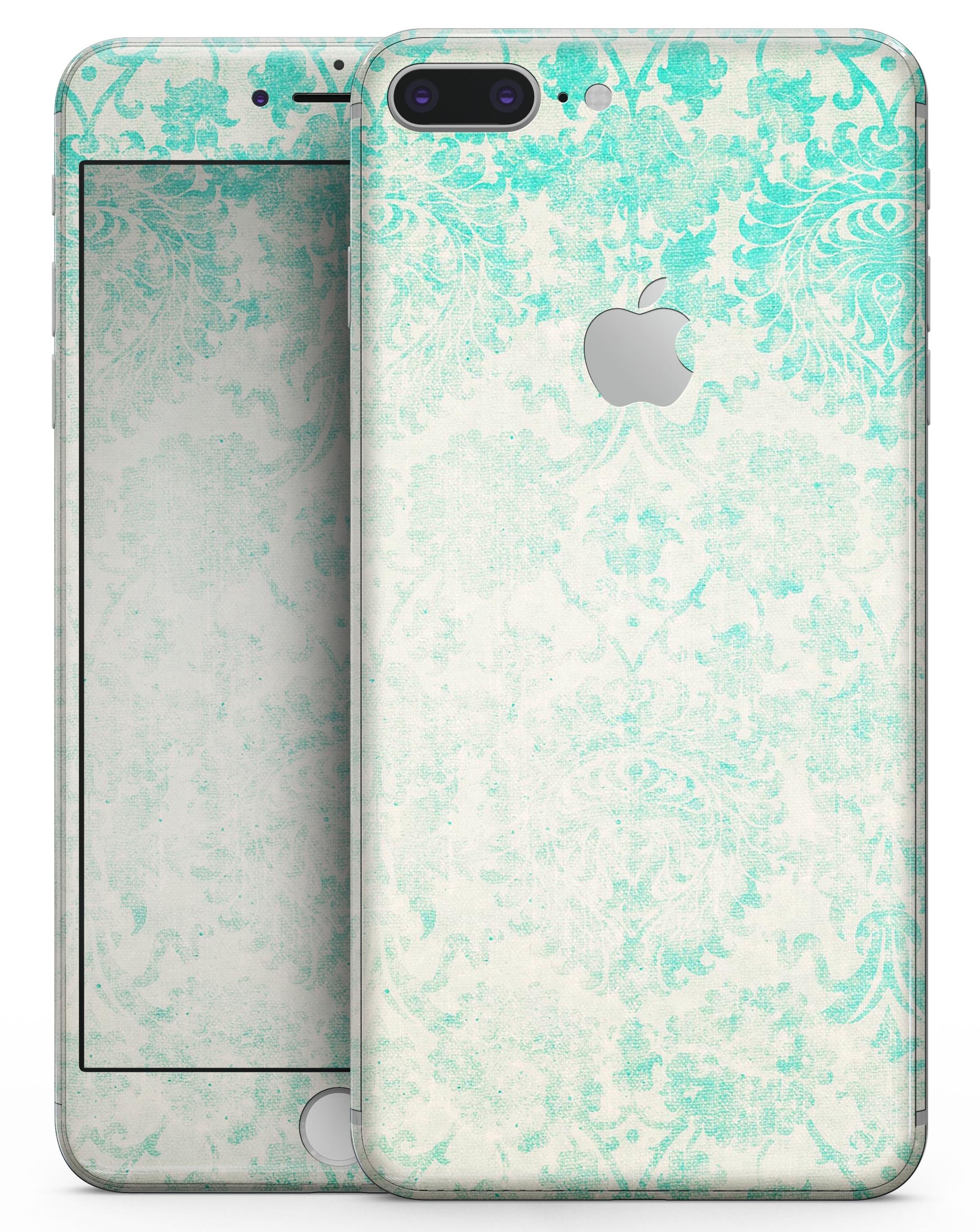 Faded Teal Pattern of Decadence skin for iPhone 8 and 8 Plus, showcasing a stylish design with a premium vinyl finish.