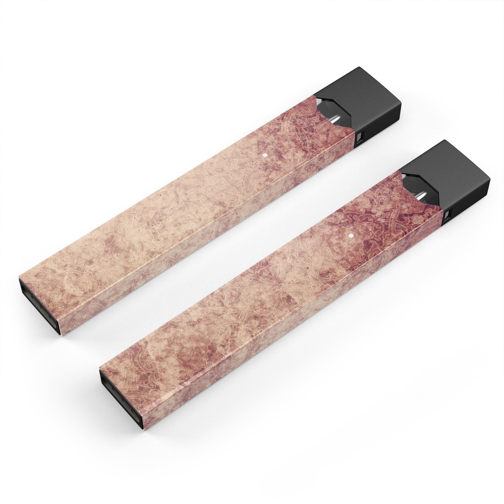 Faded Vintage Maroon Rococo Pattern decal on a JUUL vaping device, showcasing its intricate design and premium quality.