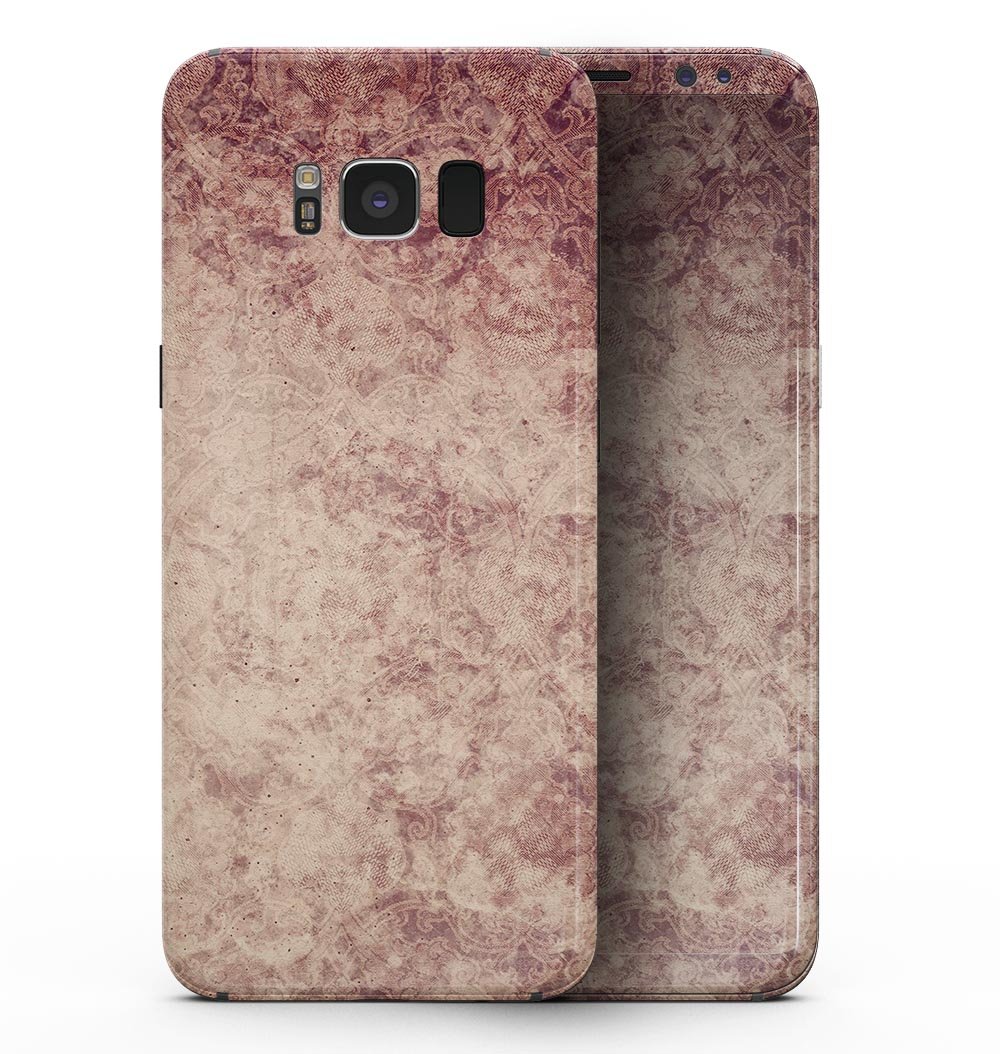 Faded Vintage Maroon Rococo Pattern skin for Samsung Galaxy S8, showcasing intricate design and vibrant colors.