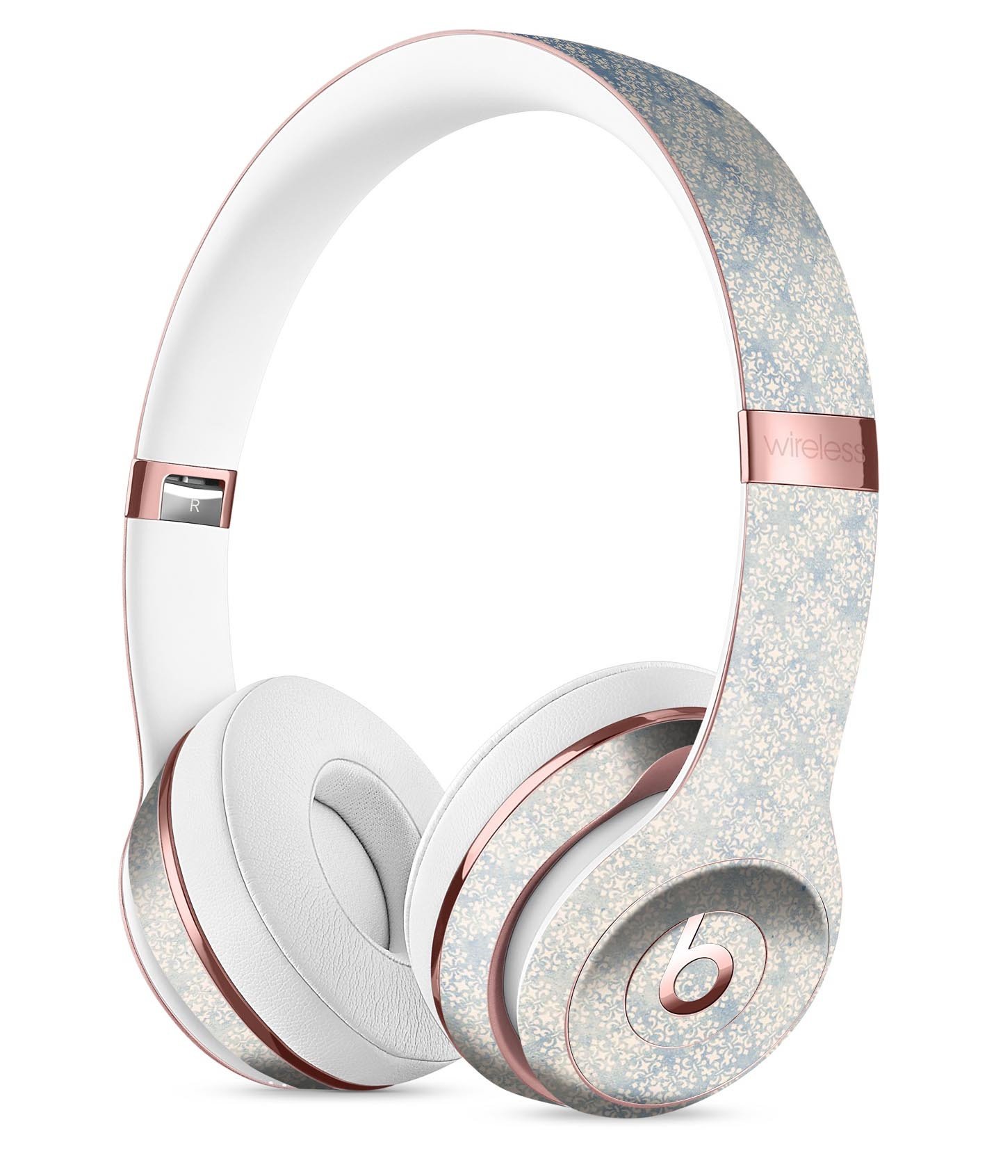 Faded White and Blue Interlocking Squares Full-Body Skin Kit for Beats by Dre Solo 3 Wireless Headphones, showcasing a stylish design.