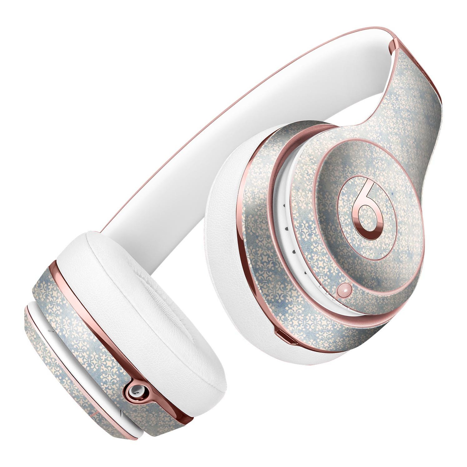 Faded White and Blue Interlocking Squares Full-Body Skin Kit for Beats by Dre Solo 3 Wireless Headphones, showcasing a stylish design.