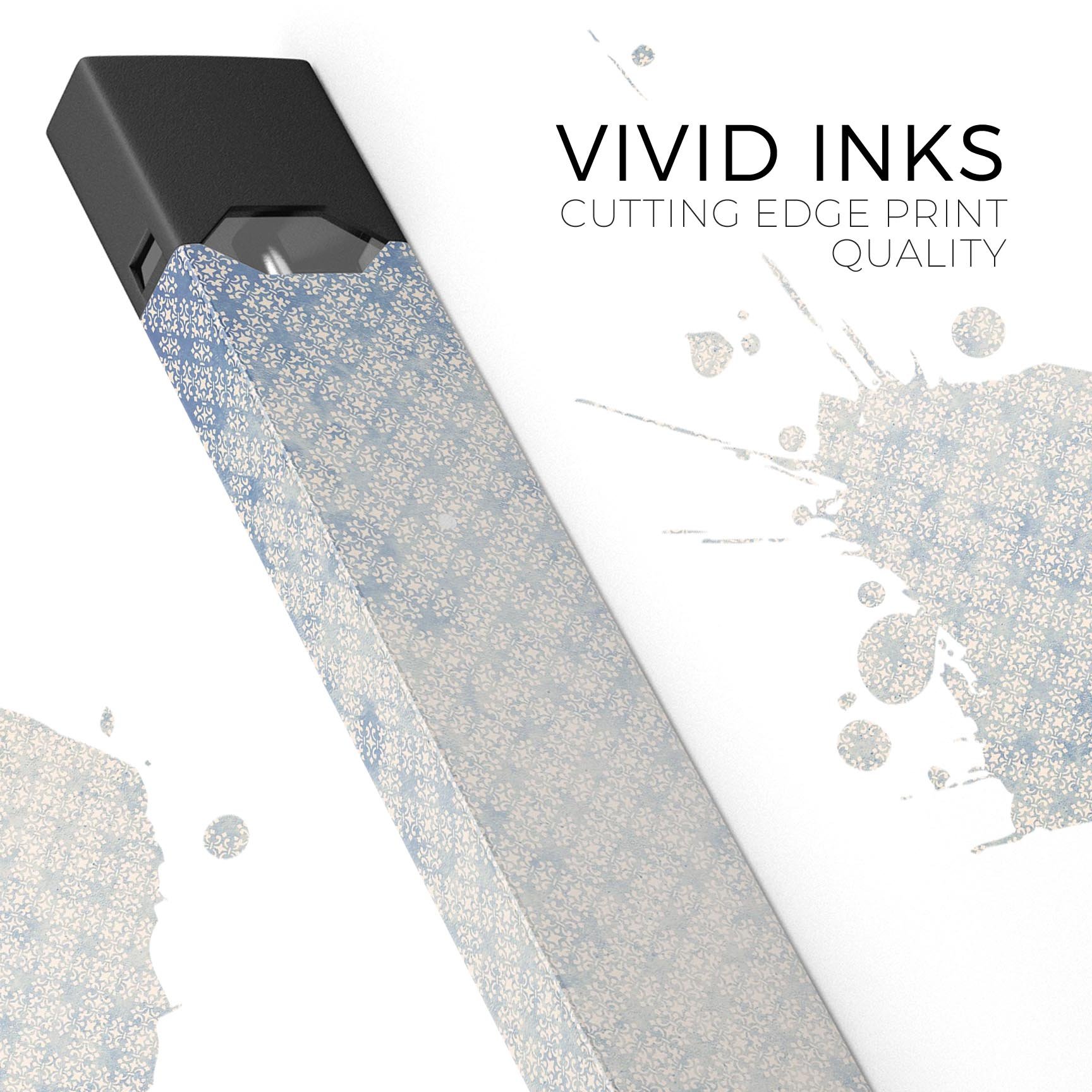 Faded White and Blue Interlocking Squares decal for JUUL vaping device, showcasing a stylish design and premium quality.