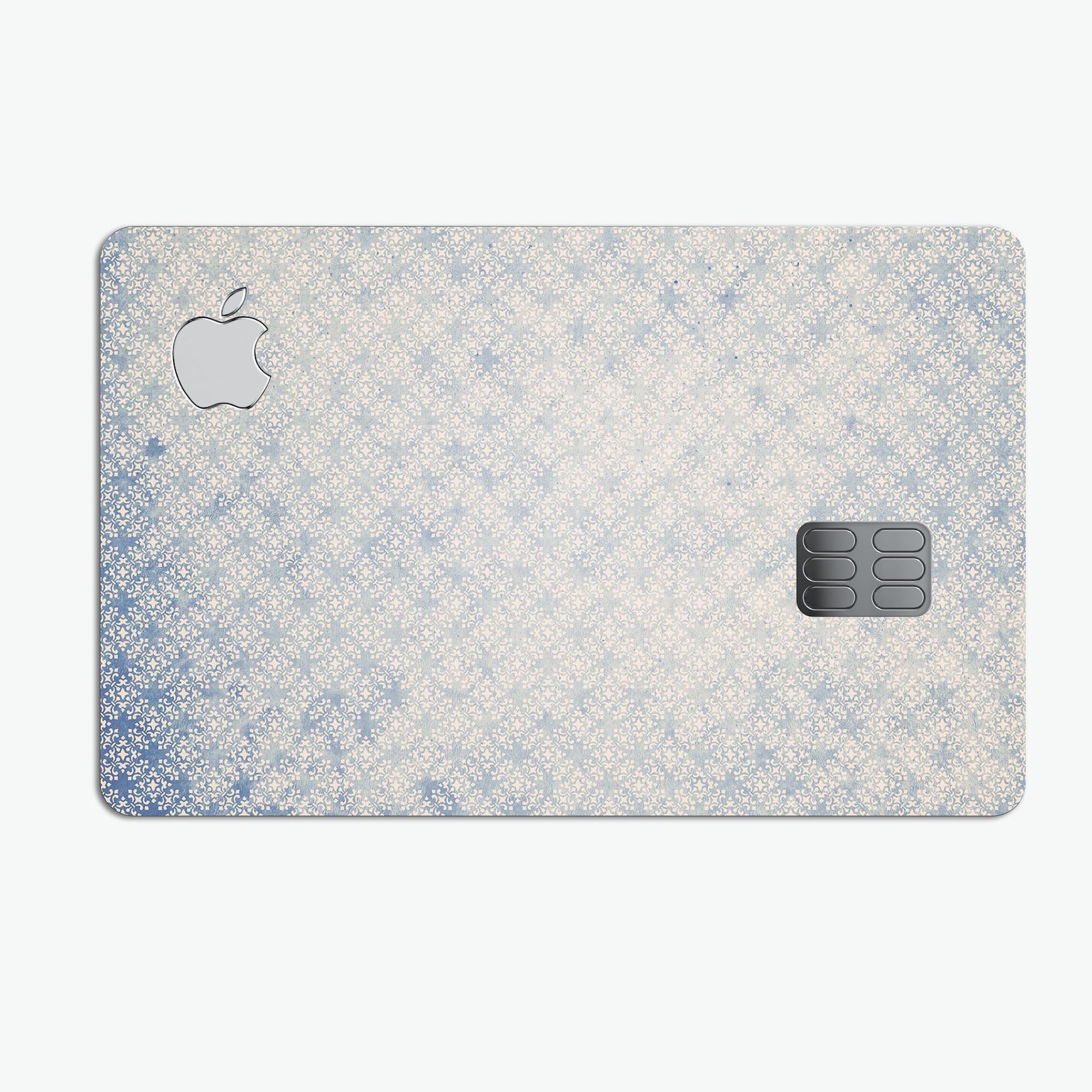Faded white and blue interlocking squares decal for Apple Card, showcasing a stylish design and premium quality.
