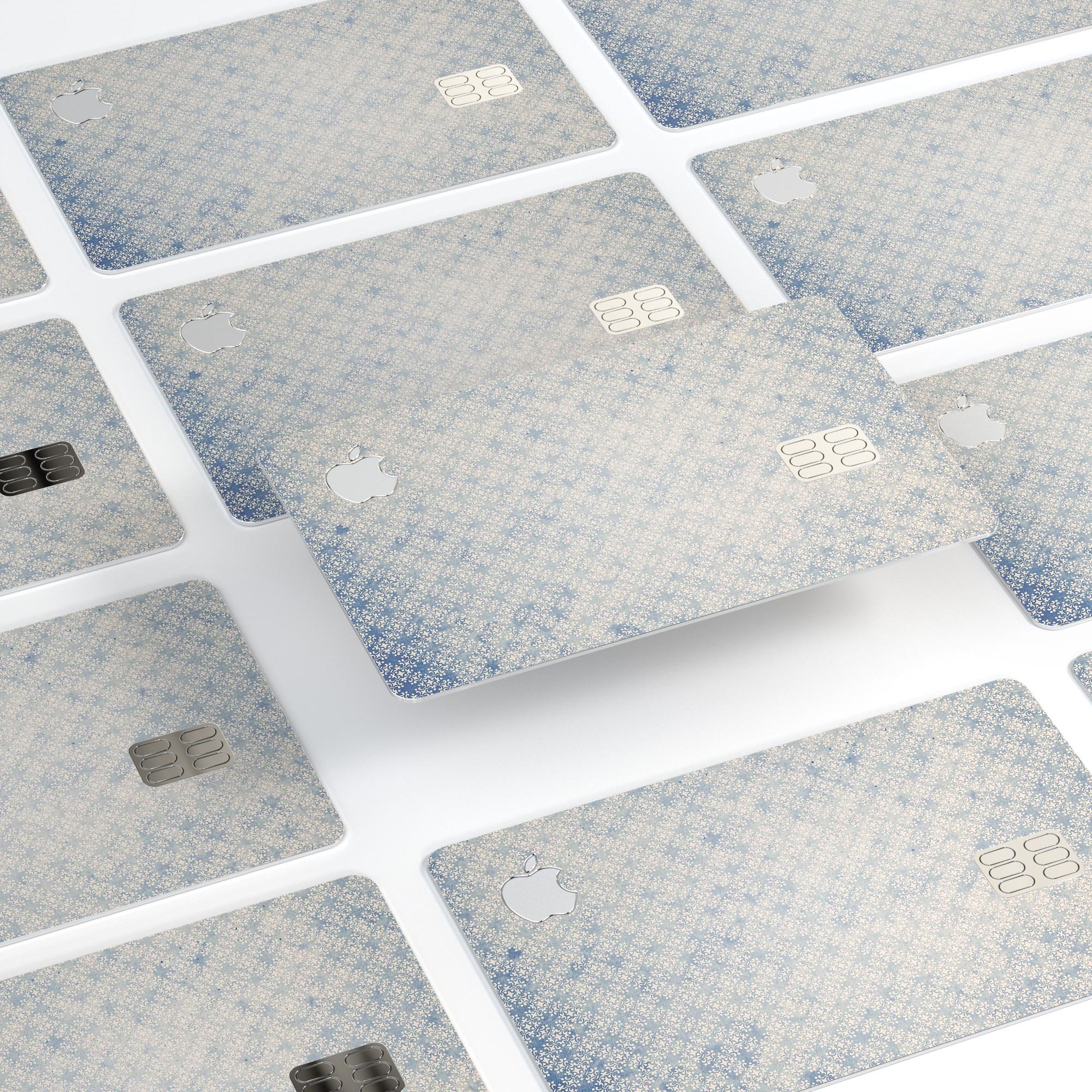 Faded white and blue interlocking squares decal for Apple Card, showcasing a stylish design and premium quality.