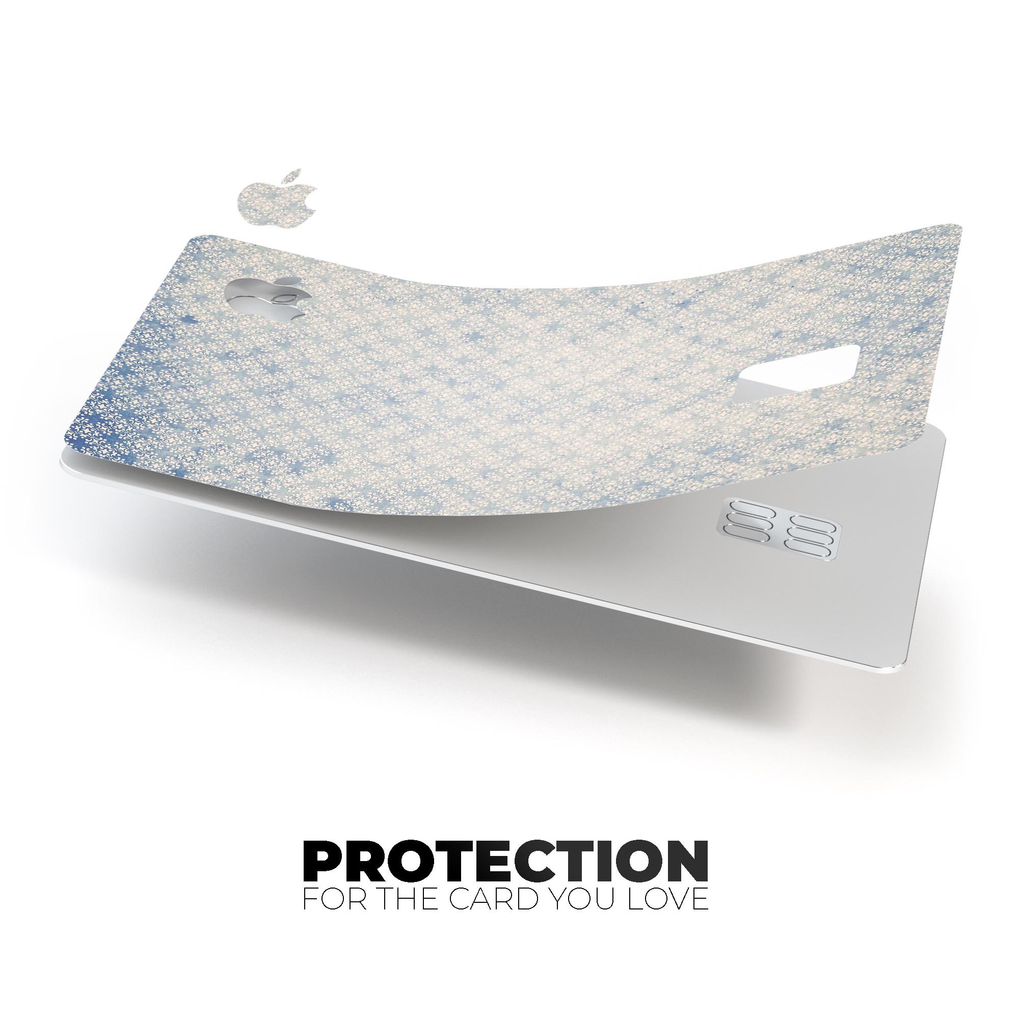 Faded white and blue interlocking squares decal for Apple Card, showcasing a stylish design and premium quality.