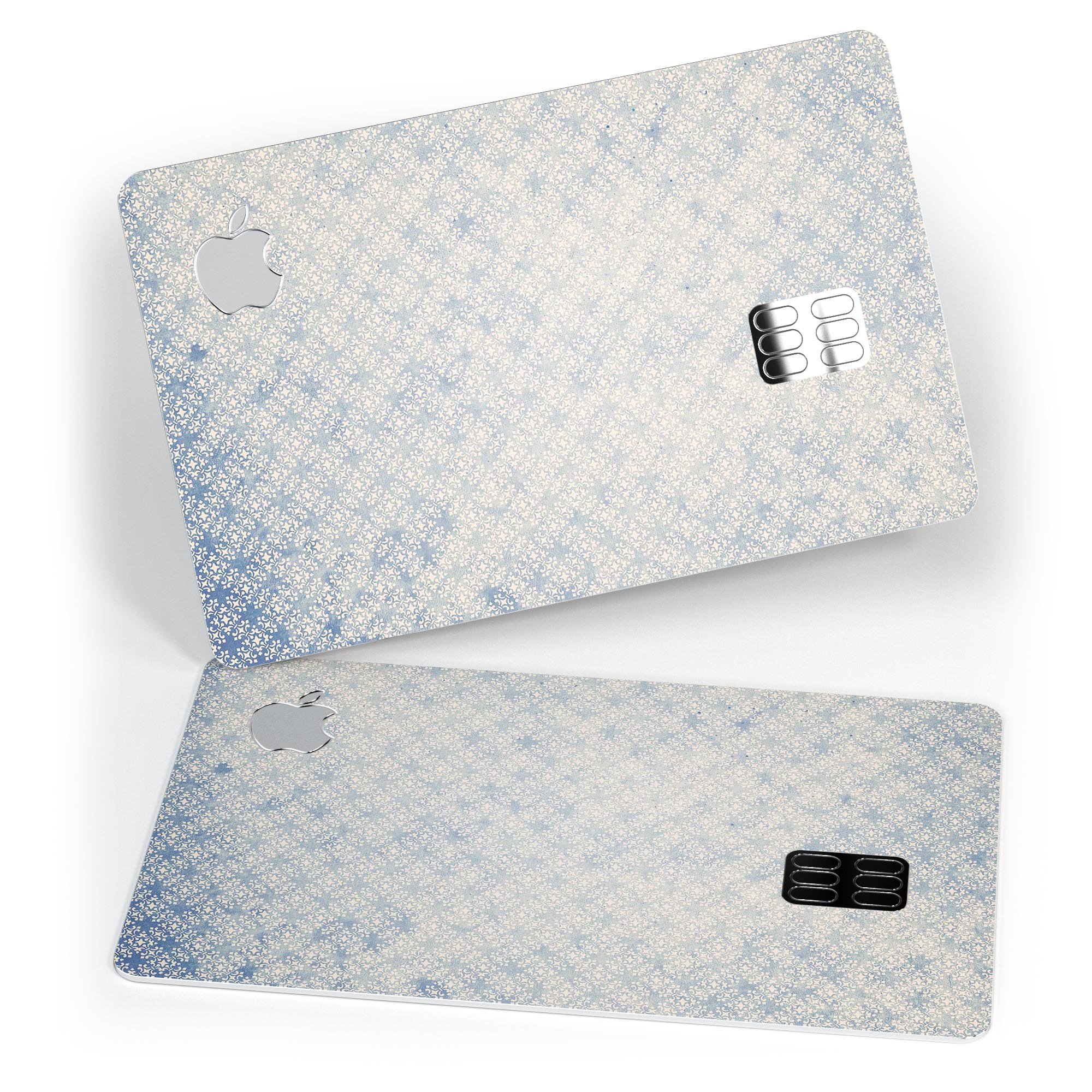 Faded white and blue interlocking squares decal for Apple Card, showcasing a stylish design and premium quality.