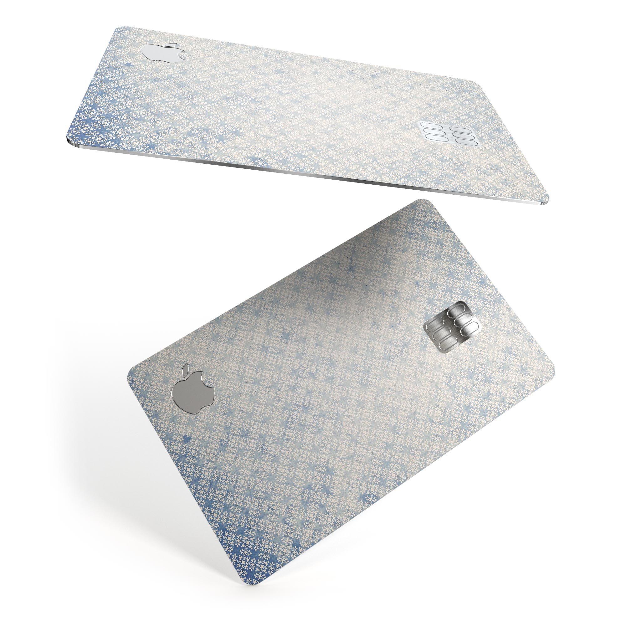 Faded white and blue interlocking squares decal for Apple Card, showcasing a stylish design and premium quality.