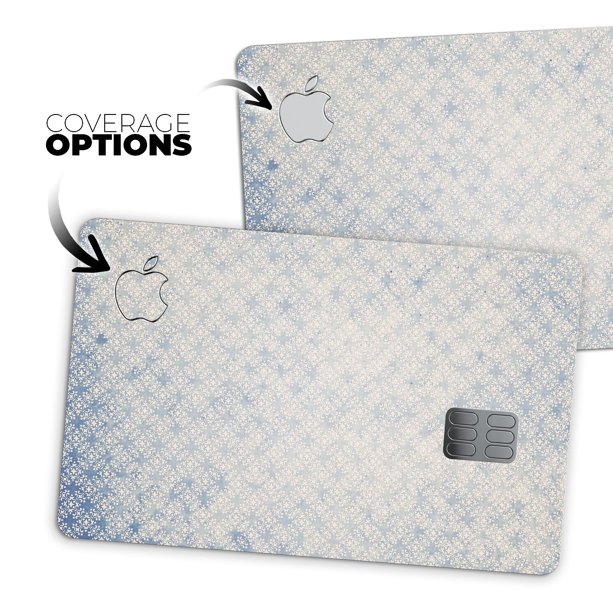 Faded white and blue interlocking squares decal for Apple Card, showcasing a stylish design and premium quality.