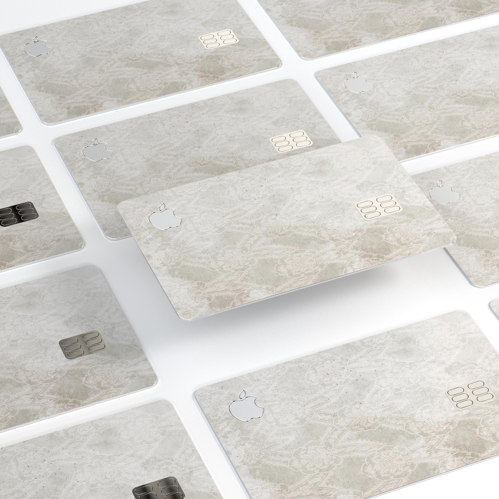 Faded White and Gray Royal Pattern skin for Apple Card, showcasing its premium vinyl material and stylish design.