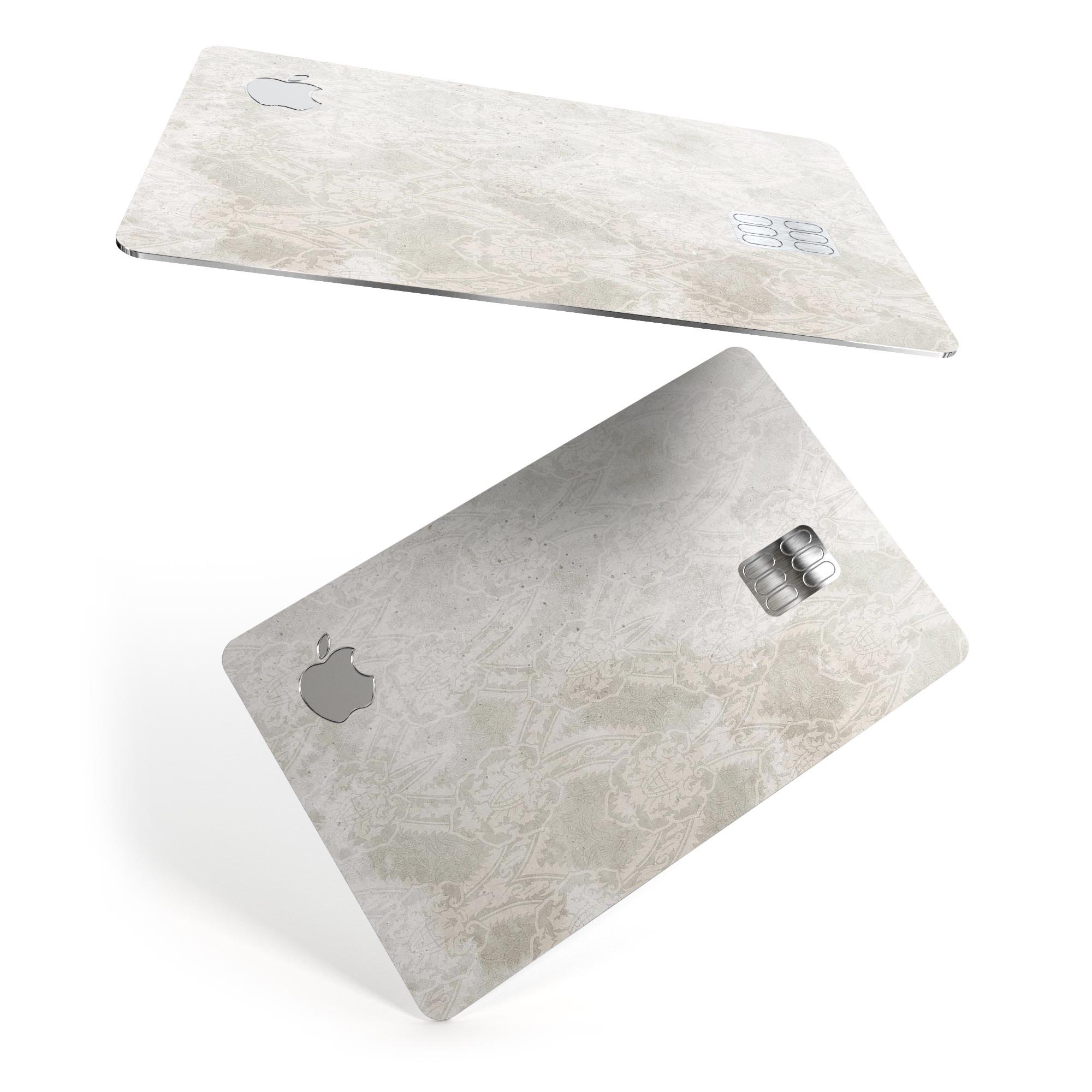 Faded White and Gray Royal Pattern skin for Apple Card, showcasing its premium vinyl material and stylish design.