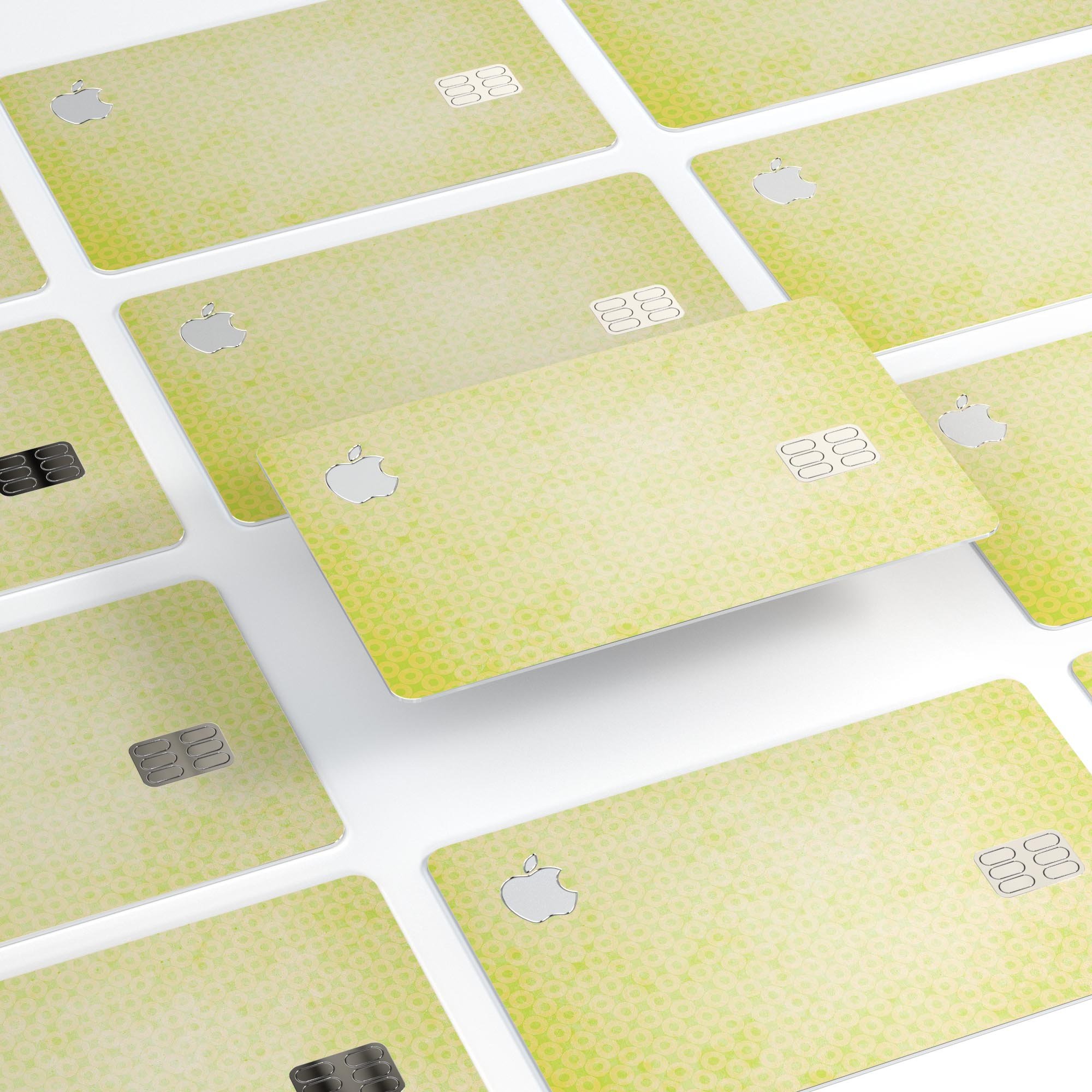 Faded Yellow Micro Grunge Dots skin applied on an Apple Card, showcasing a stylish and protective design.