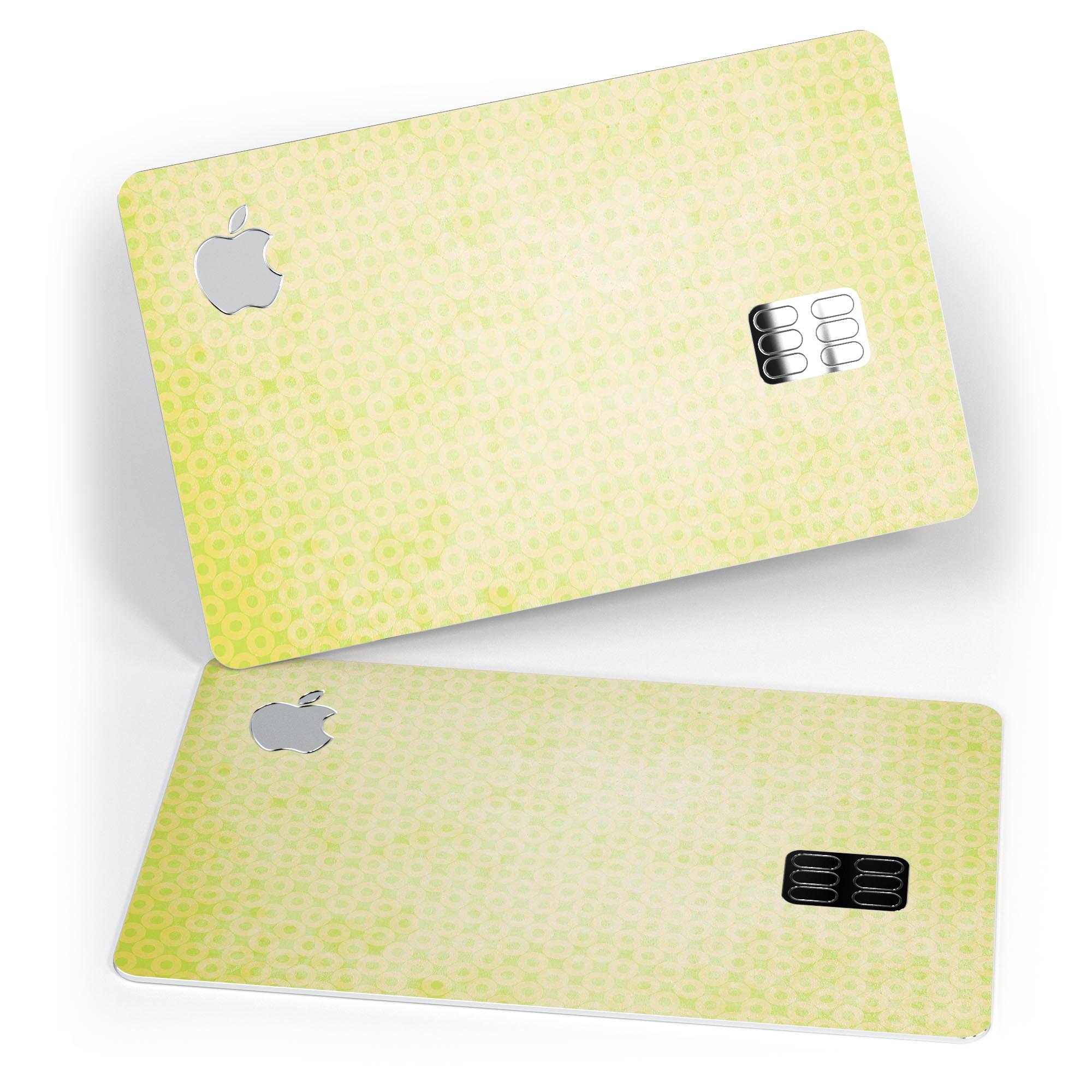 Faded Yellow Micro Grunge Dots skin applied on an Apple Card, showcasing a stylish and protective design.