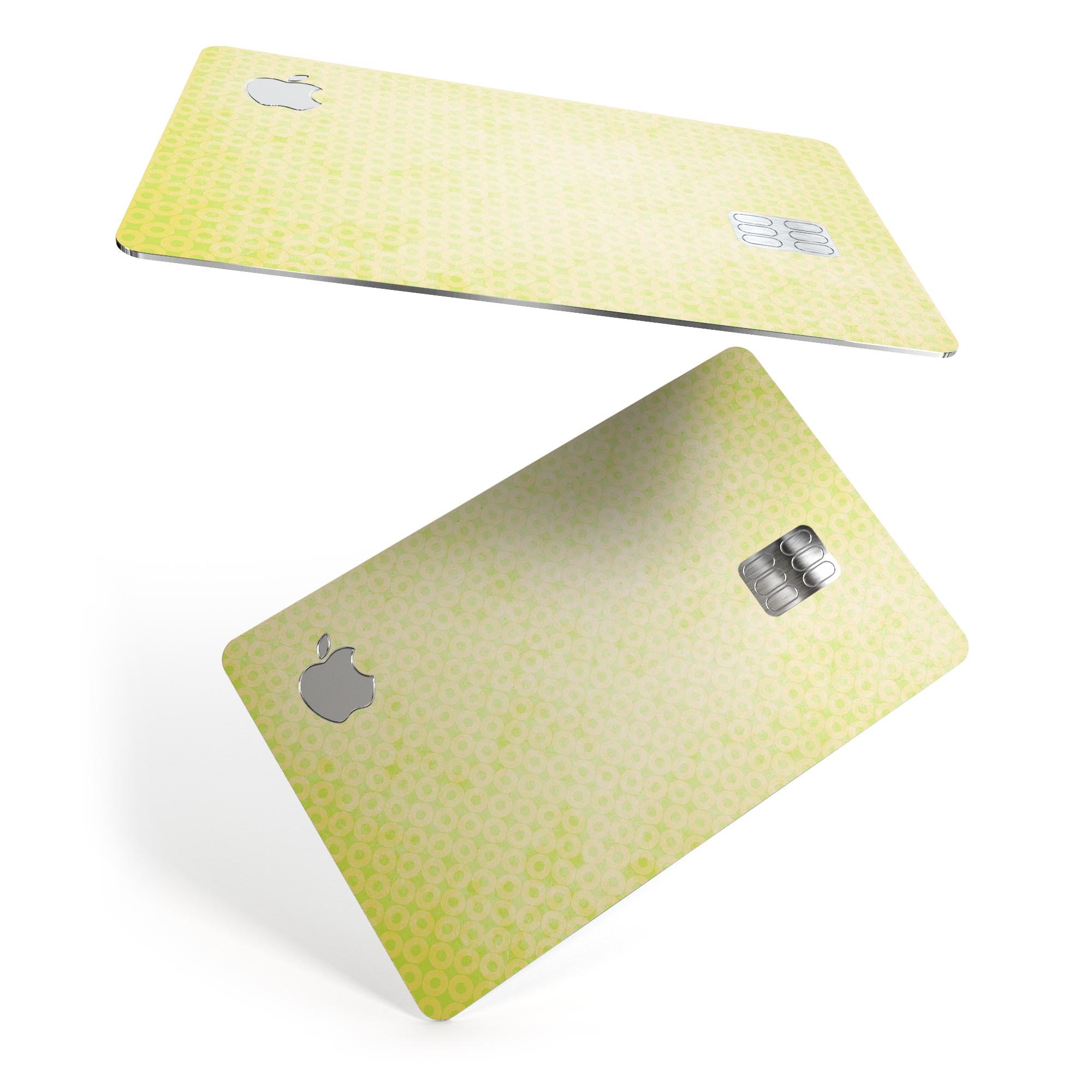Faded Yellow Micro Grunge Dots skin applied on an Apple Card, showcasing a stylish and protective design.