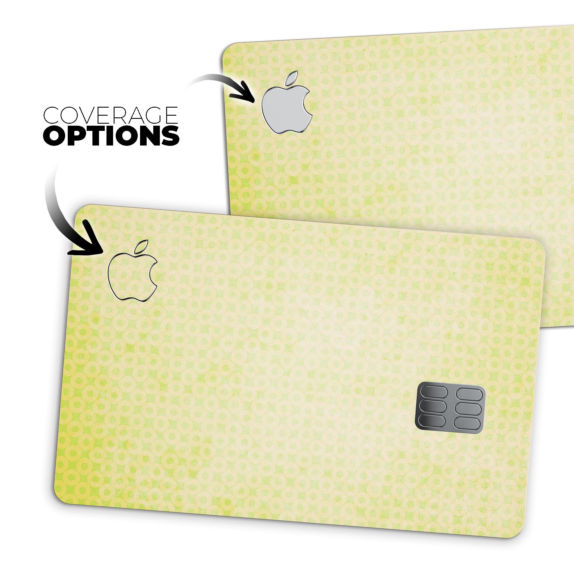 Faded Yellow Micro Grunge Dots skin applied on an Apple Card, showcasing a stylish and protective design.