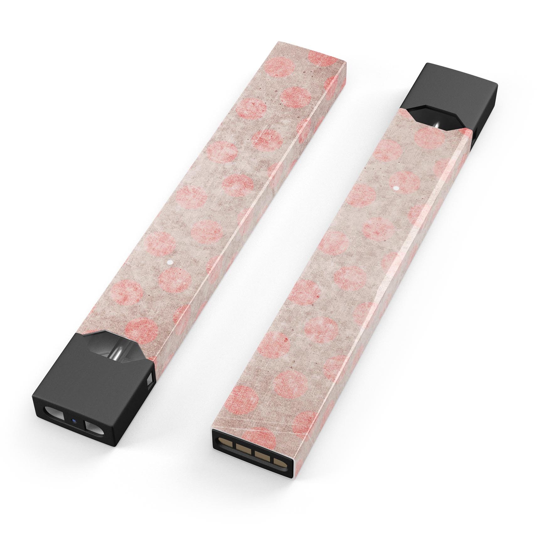 Fading Brown and Red Polkadotted Pattern Premium Decal for JUUL vaping device, showcasing vibrant colors and a stylish design.