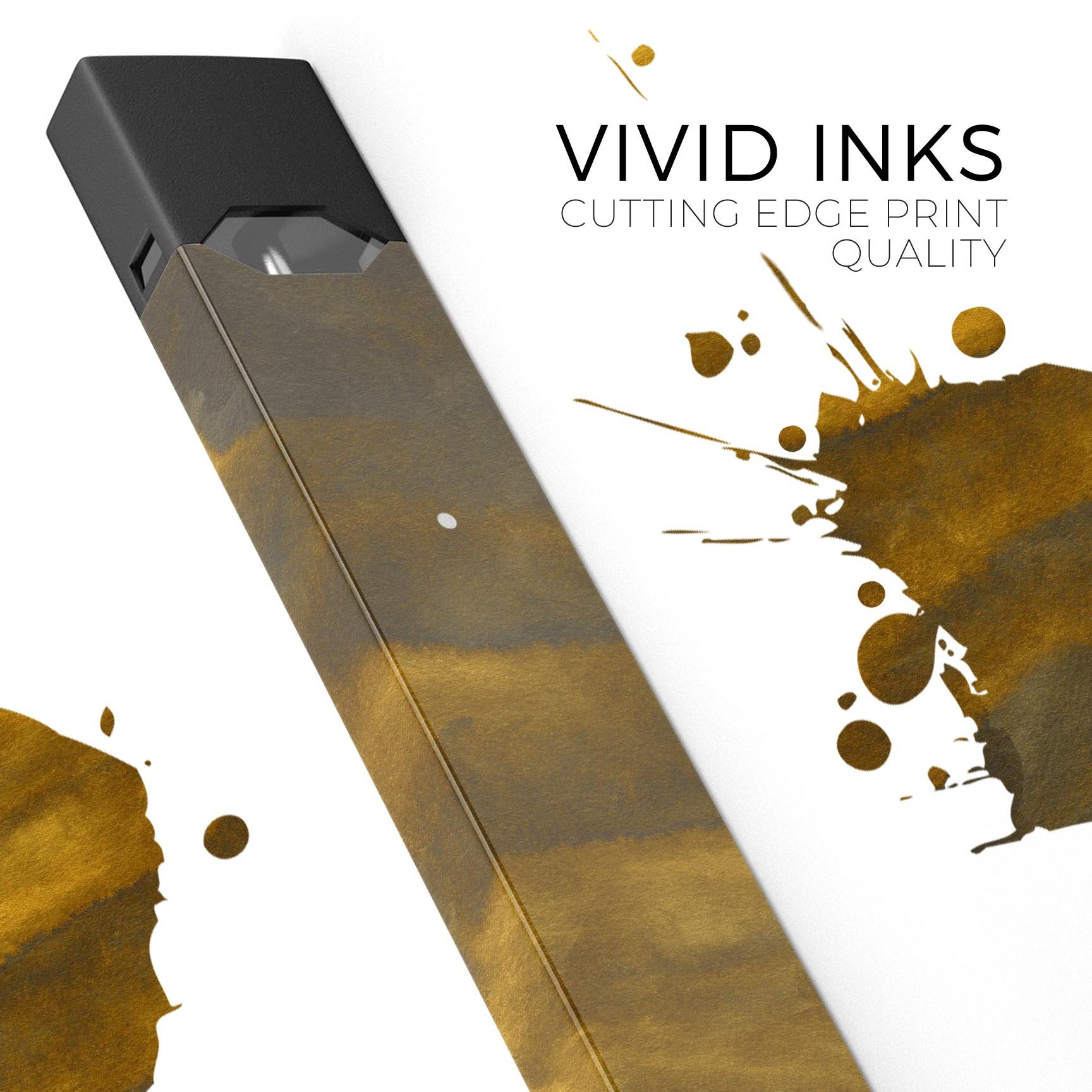 Fading Golden Ridges skin-wrap sticker applied to a JUUL device, showcasing its unique design and protective features.