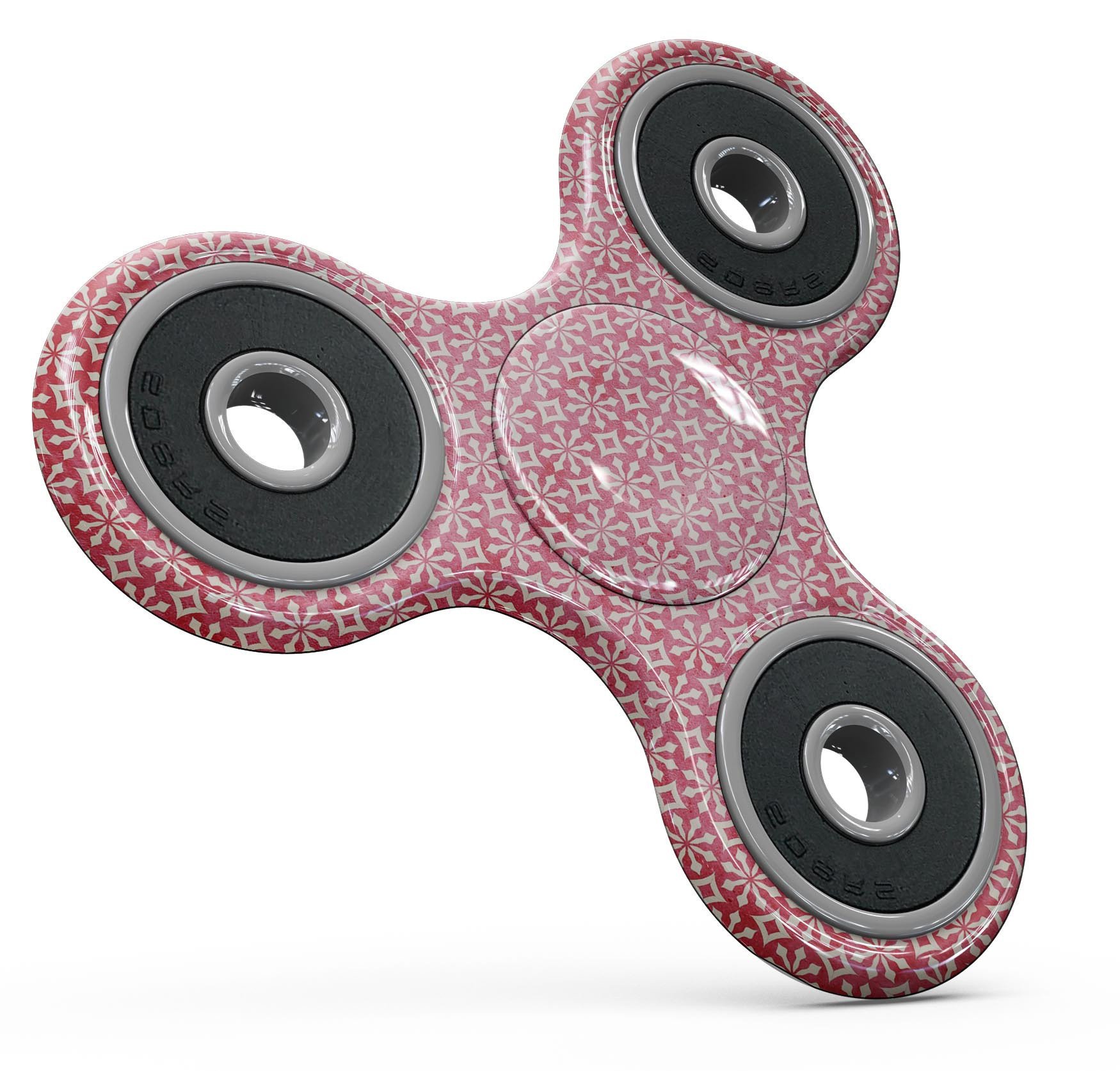 Fading Red and White Snowflake Pattern skin for fidget spinner, showcasing vibrant colors and intricate snowflake design.