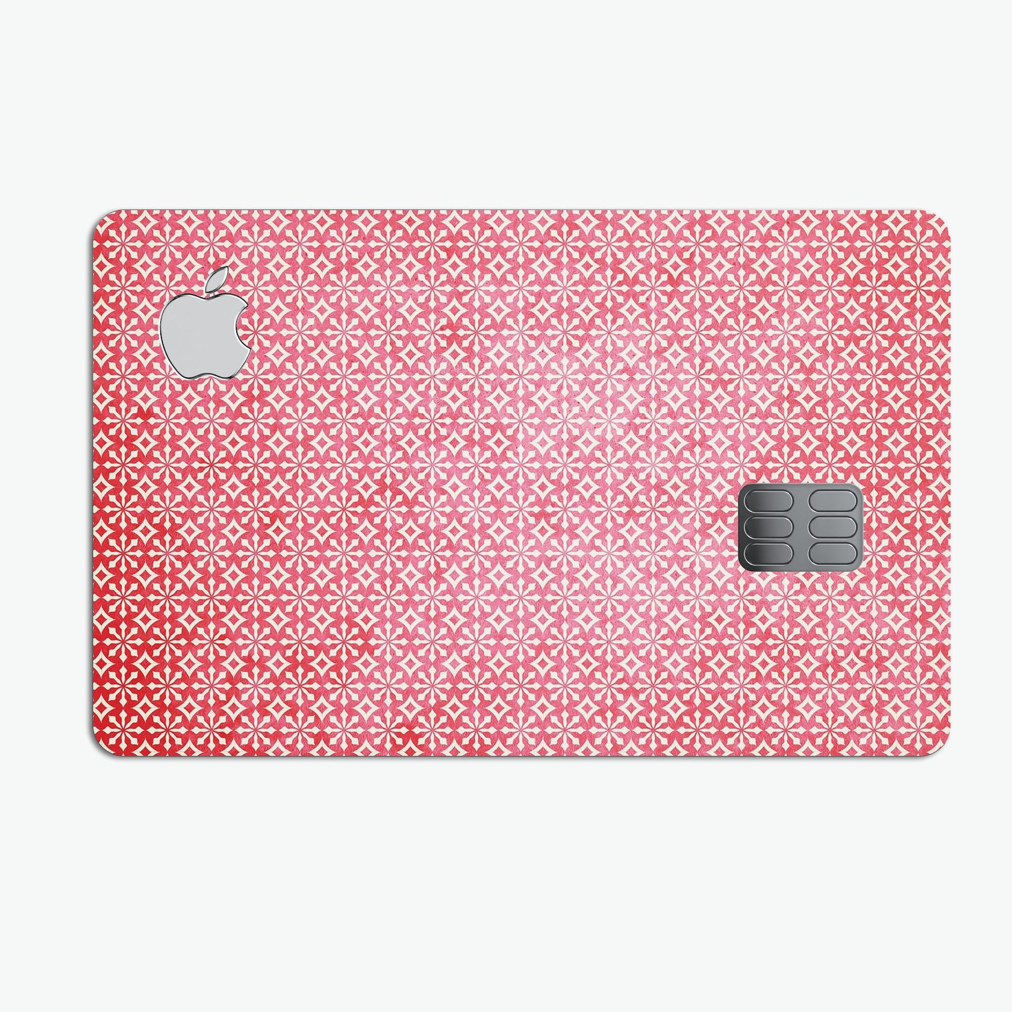 Fading Red and White Snowflake Pattern decal on an Apple Card, showcasing its stylish design and premium quality.