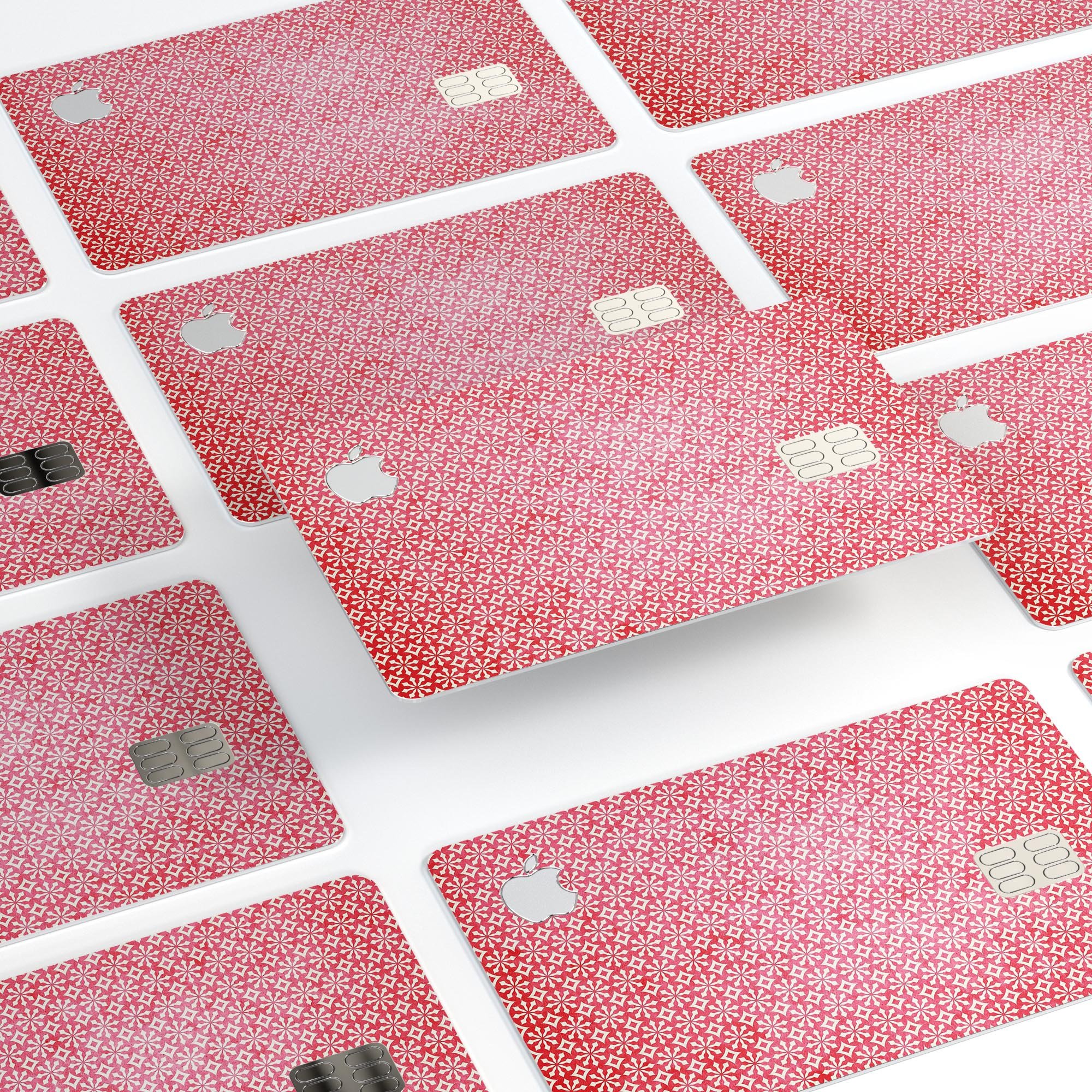 Fading Red and White Snowflake Pattern decal on an Apple Card, showcasing its stylish design and premium quality.