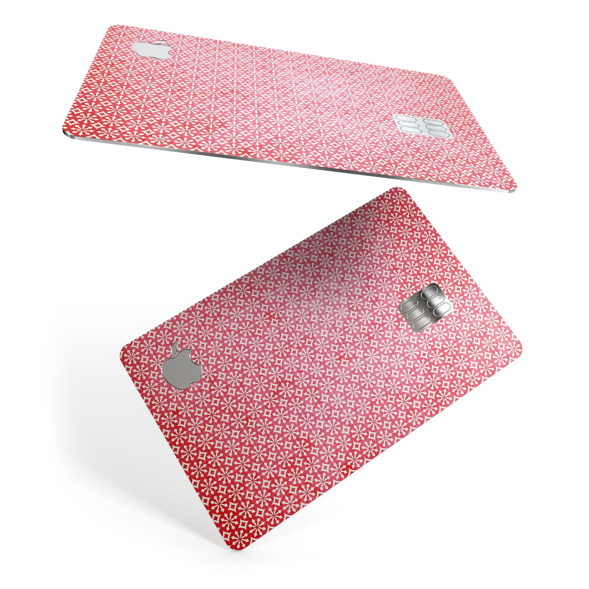 Fading Red and White Snowflake Pattern decal on an Apple Card, showcasing its stylish design and premium quality.