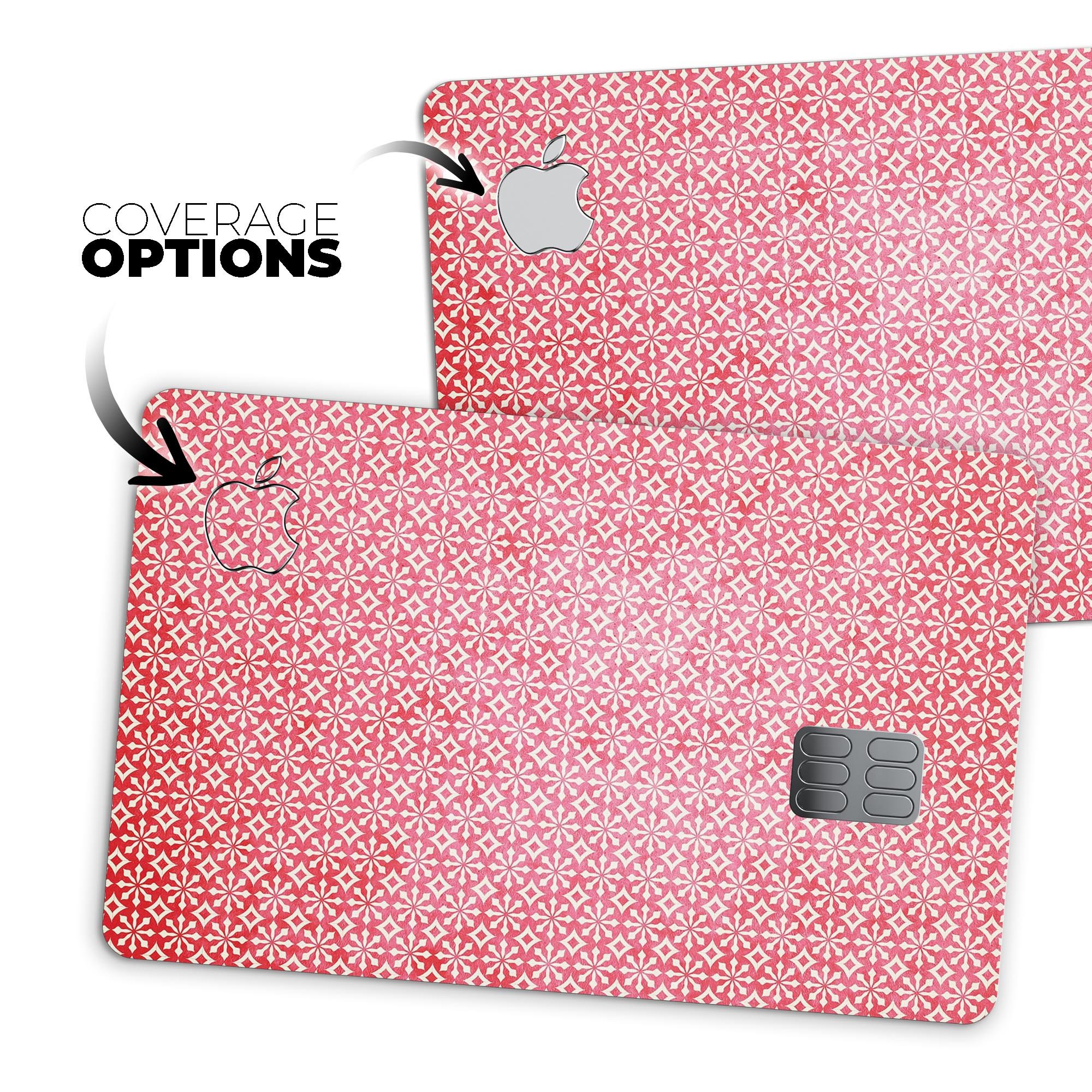 Fading Red and White Snowflake Pattern decal on an Apple Card, showcasing its stylish design and premium quality.