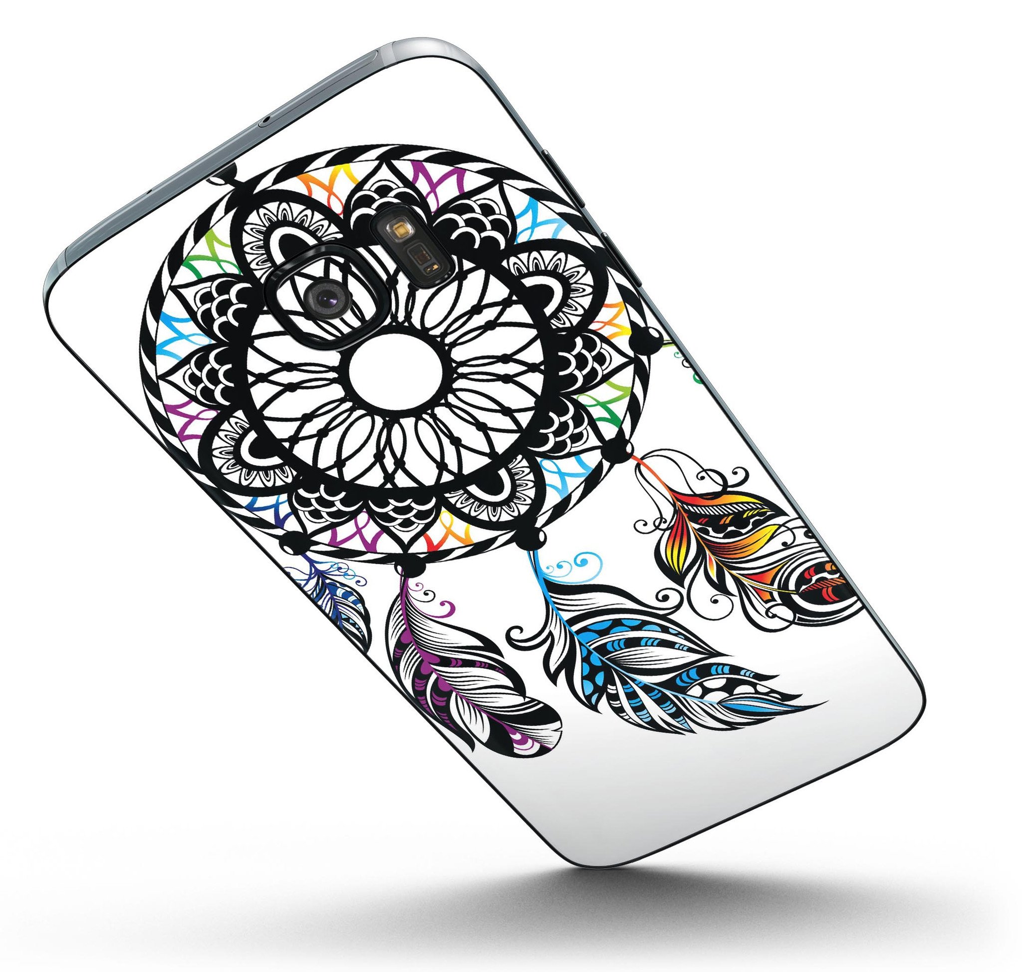 Fancy Dreamcatcher Full Body Skin-Kit for Samsung Galaxy S7, showcasing vibrant design and premium vinyl material.