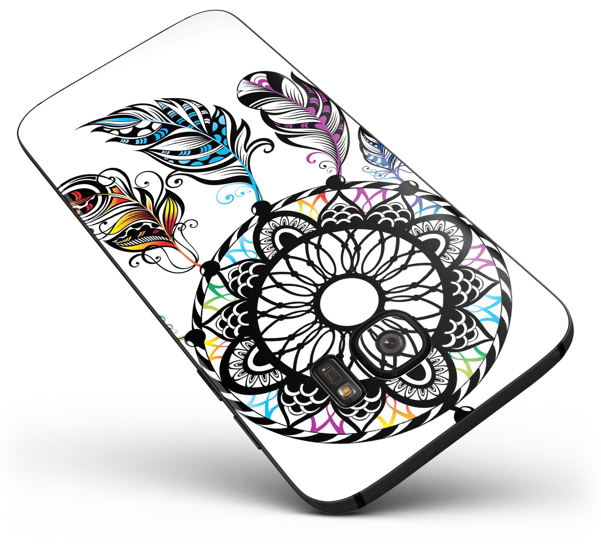 Fancy Dreamcatcher Full Body Skin-Kit for Samsung Galaxy S7, showcasing vibrant design and premium vinyl material.