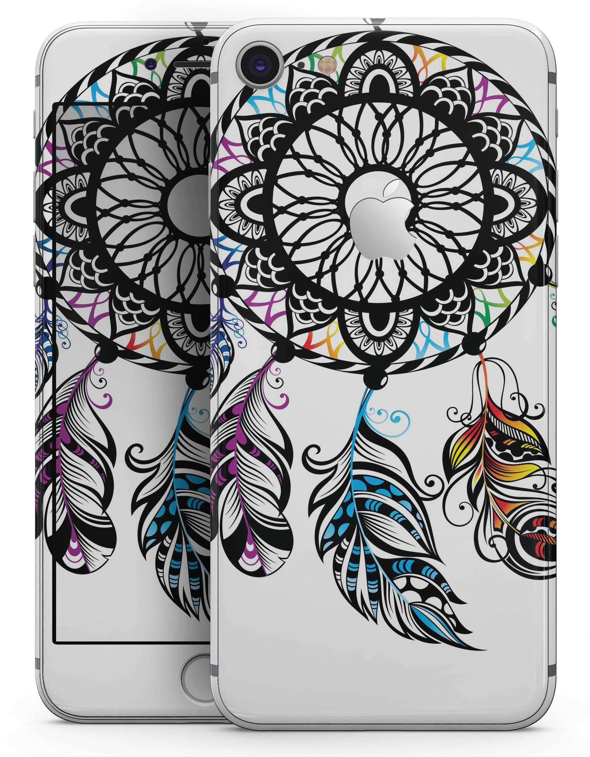 Fancy Dreamcatcher skin for iPhone 8 and 8 Plus, showcasing vibrant design and premium vinyl material.
