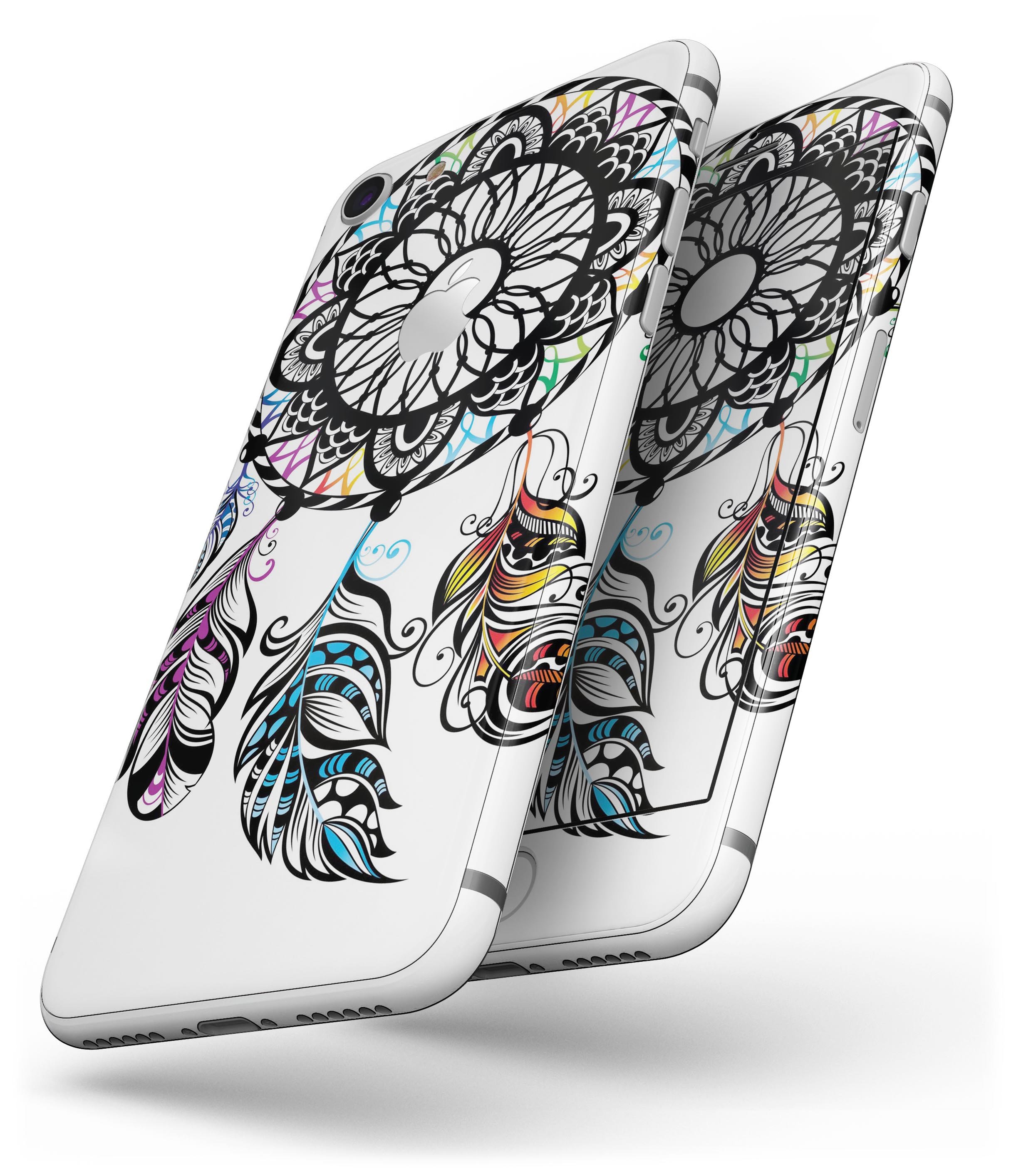 Fancy Dreamcatcher skin for iPhone 8 and 8 Plus, showcasing vibrant design and premium vinyl material.