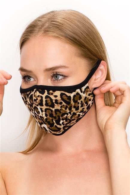 FASHION MASK 101-LE2 featuring a stylish leopard animal print design with double-layer construction for comfort and protection.