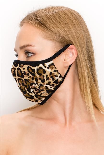 FASHION MASK 101-LE2 featuring a stylish leopard animal print design with double-layer construction for comfort and protection.