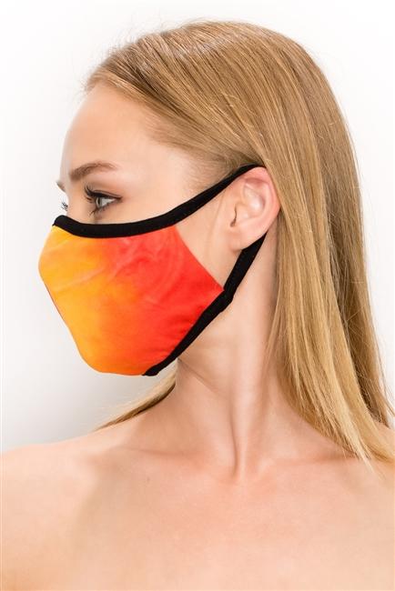 FASHION MASK 101-TD-ORANGE featuring a vibrant tie-dye print, double-layer design, and contoured fit for comfort.