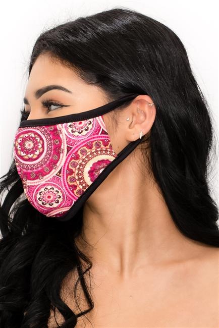 FASHION MASK 101-WP featuring a medallion wallpaper print, double layer design, and contoured fit for comfort and style.