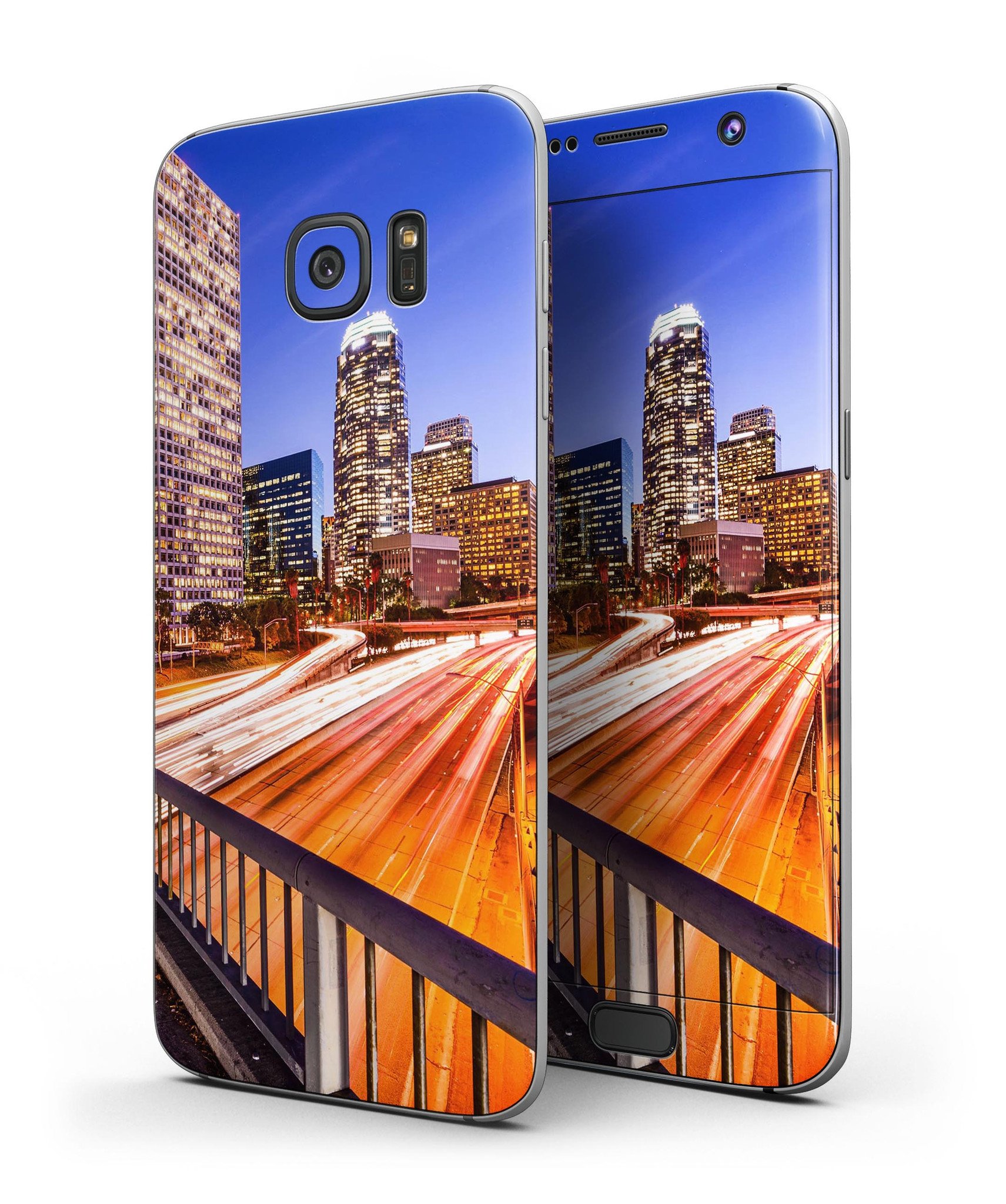 Fast City Life Full Body Skin-Kit for Samsung Galaxy S7 and S7 Edge, showcasing premium vinyl design and finish options.