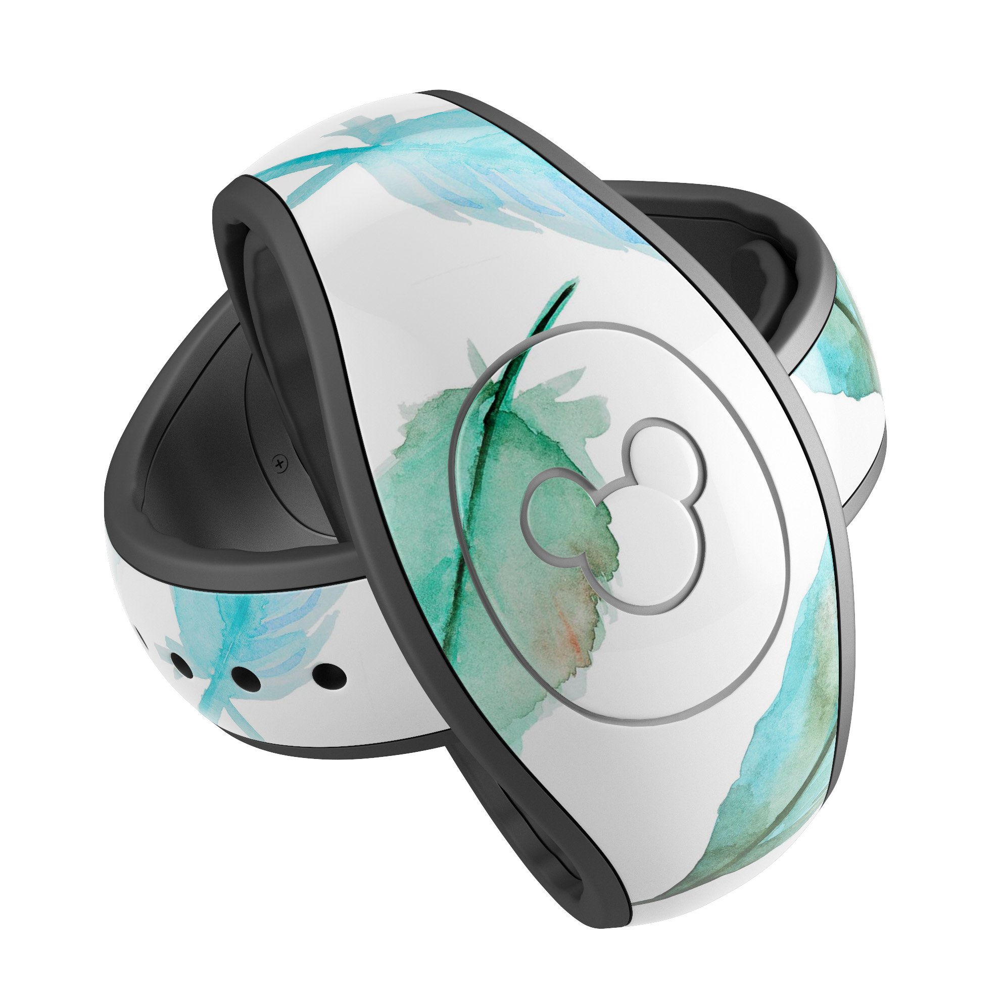 Feathery Watercolor decal skin wrap kit for Disney Magic Band, showcasing vibrant colors and intricate watercolor design.